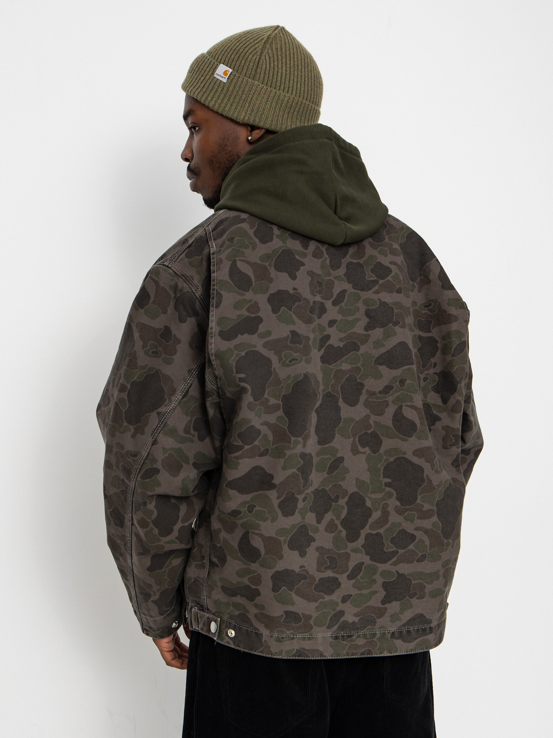 Geacă Carhartt WIP Duck Detroit (camo duck/green/porphyry/garment dyed)