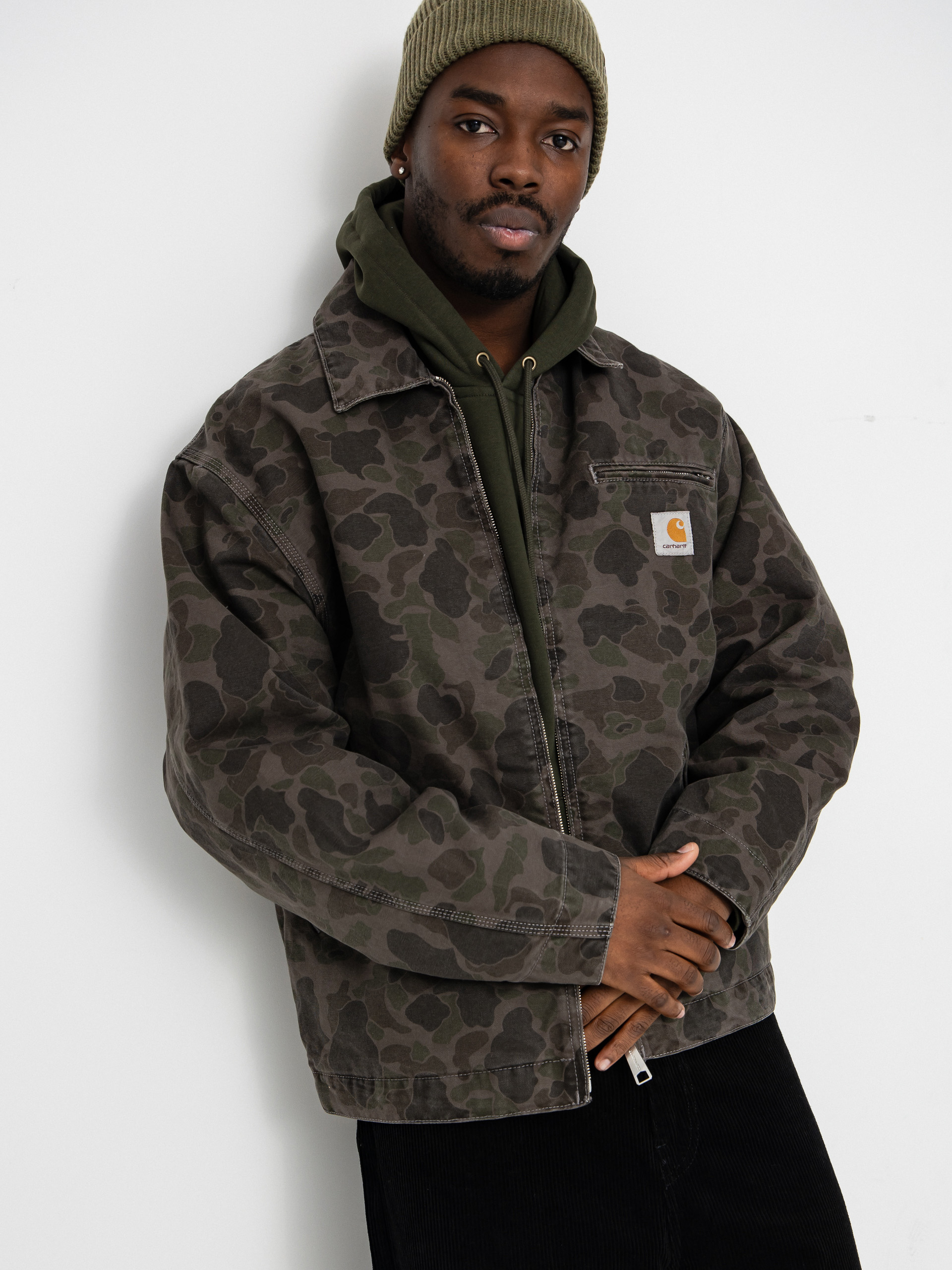 Geacă Carhartt WIP Duck Detroit (camo duck/green/porphyry/garment dyed)