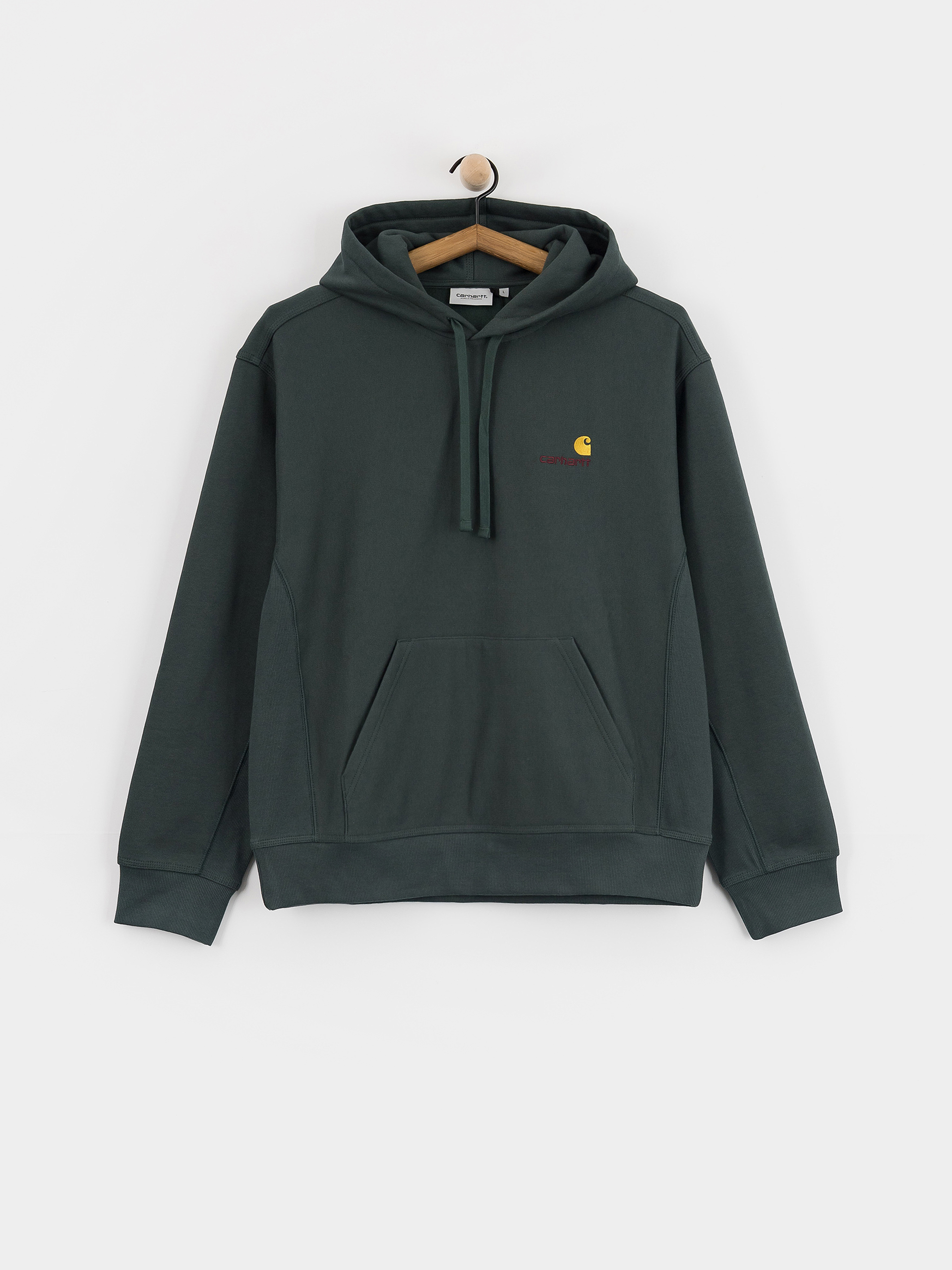 Hanorac cu glugă Carhartt WIP American Script HD (kale green)