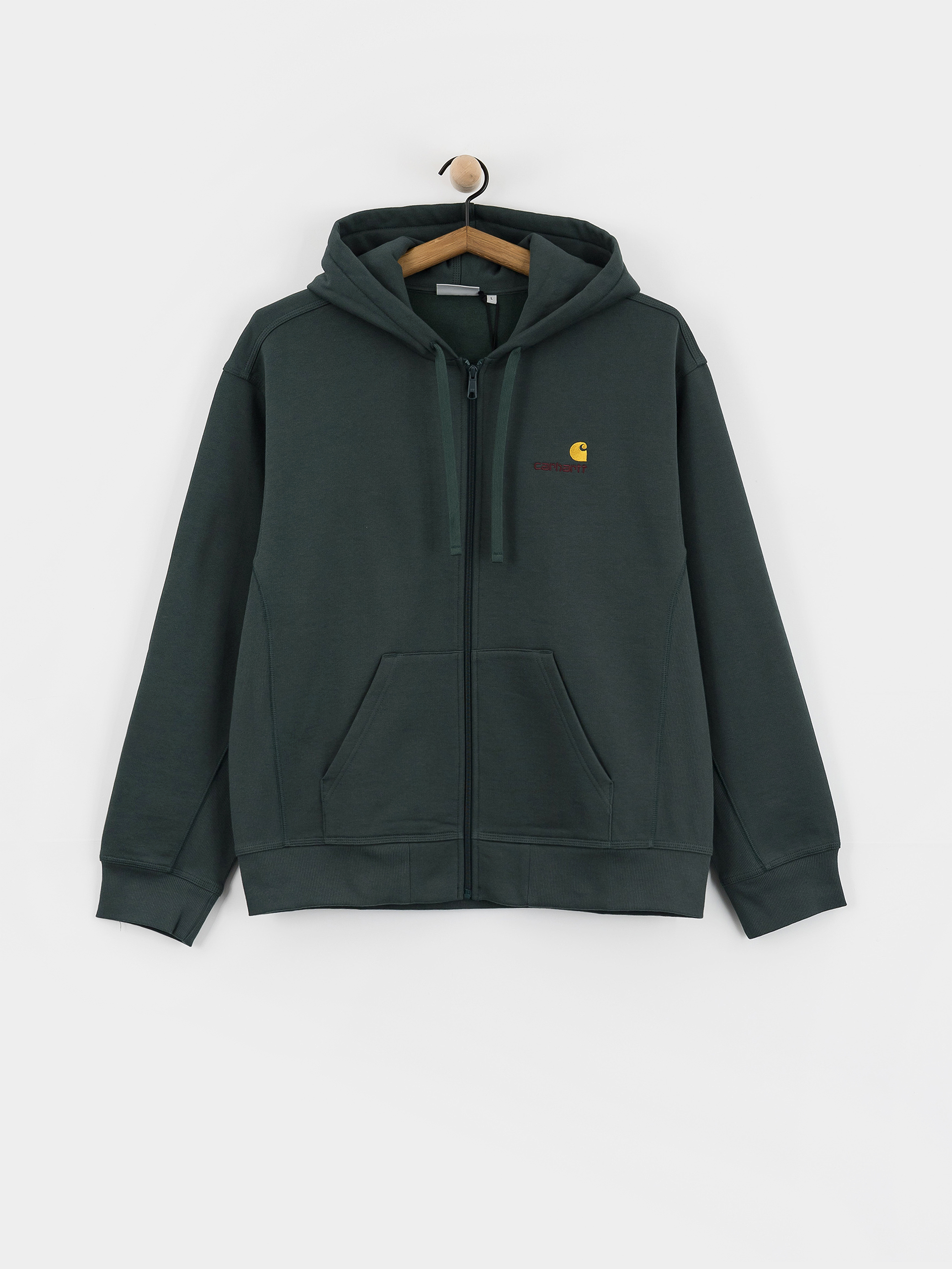 Hanorac cu glugă Carhartt WIP American Script ZHD (kale green)