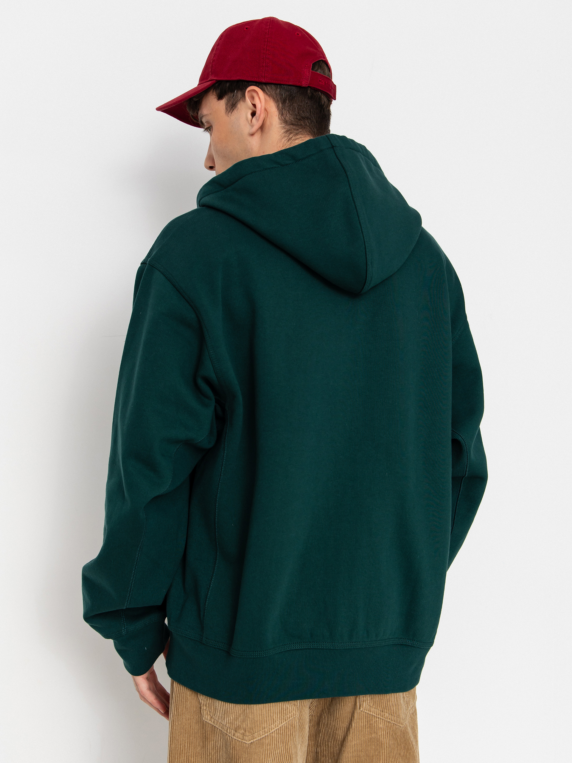 Hanorac cu glugă Carhartt WIP American Script ZHD (dark fir)