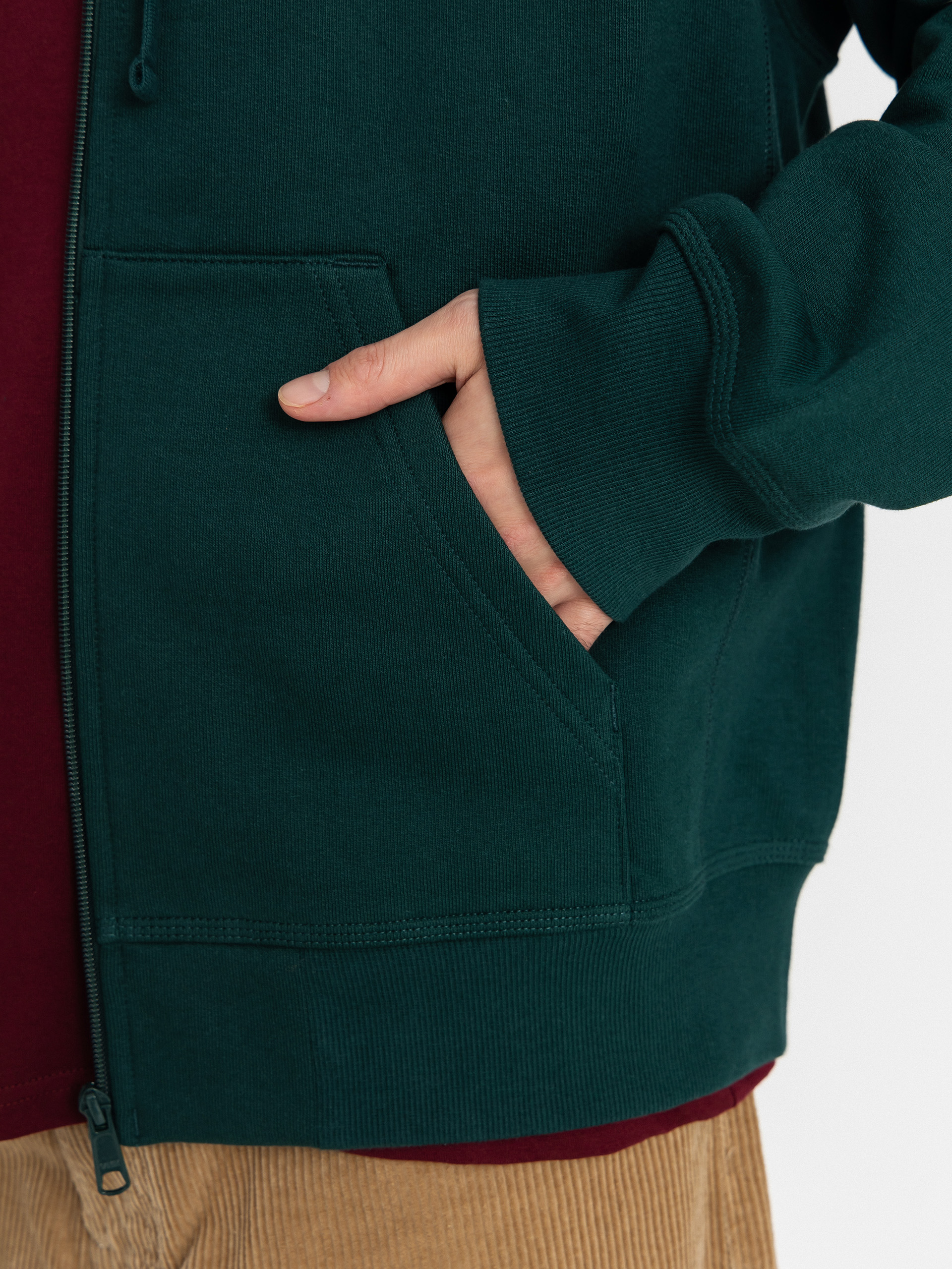 Hanorac cu glugă Carhartt WIP American Script ZHD (dark fir)