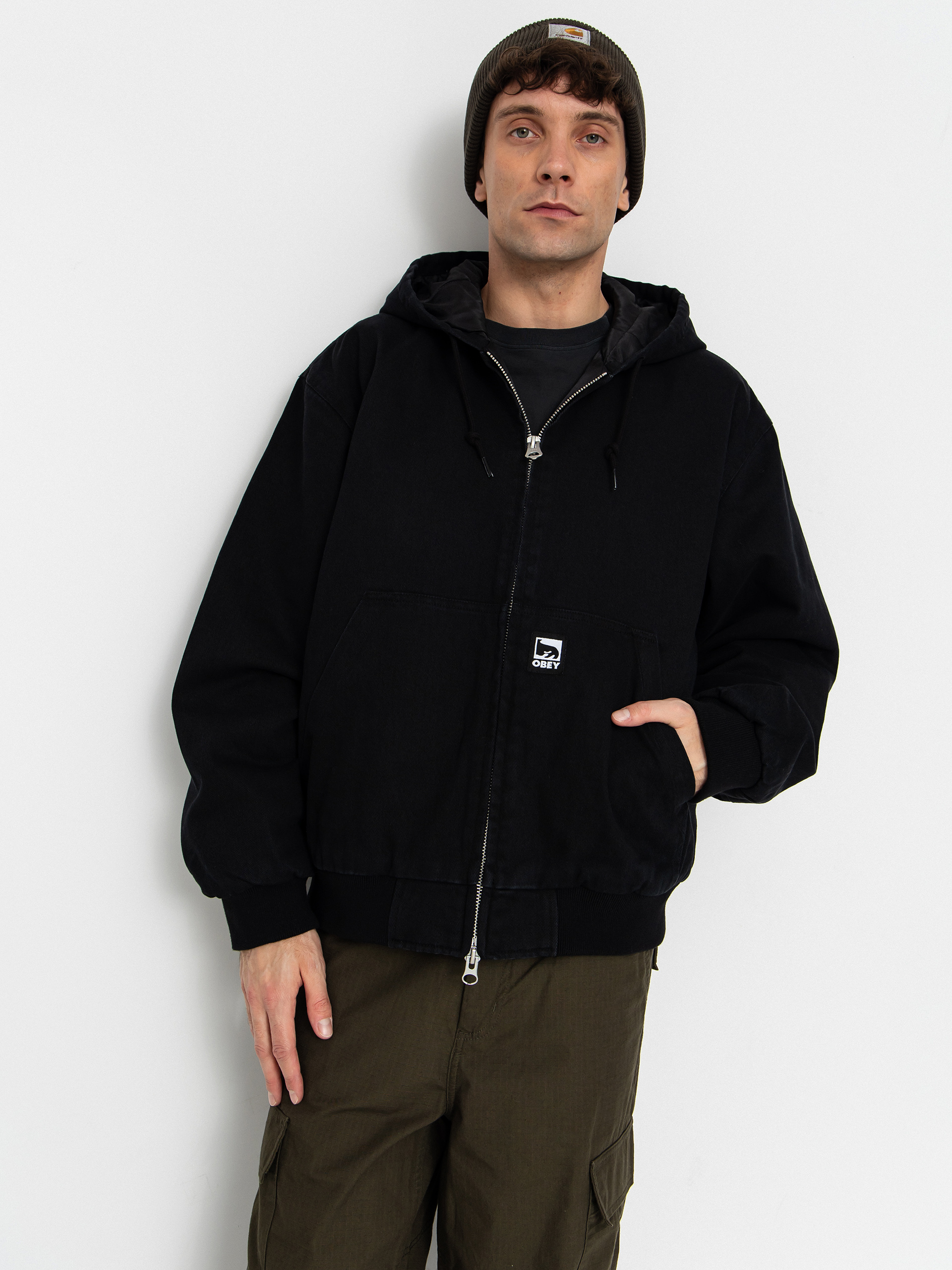 Geacă OBEY Obey Randy ZHD (black faded wash)