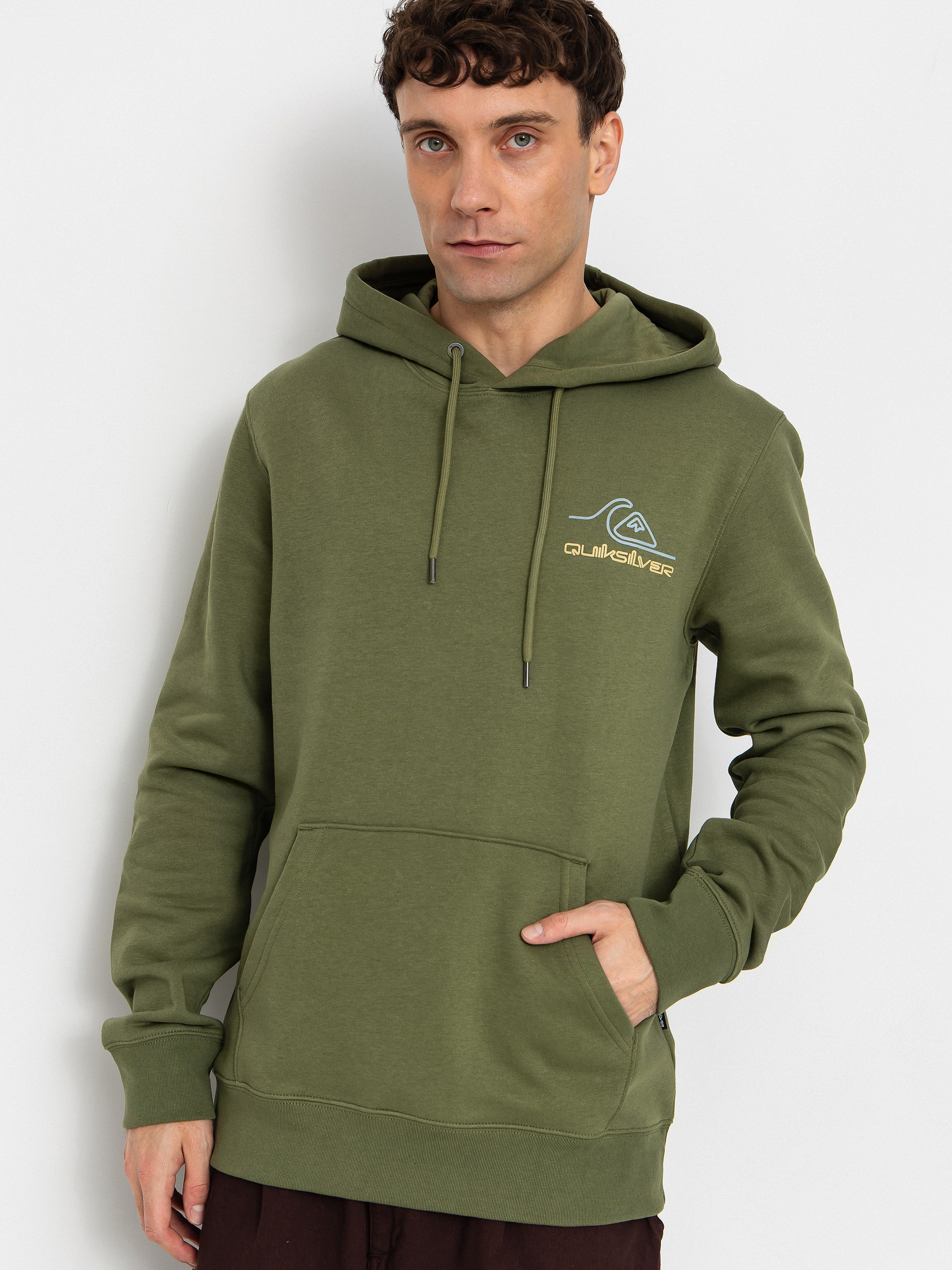 Hanorac cu glugă Quiksilver Light Waves HD (loden green)