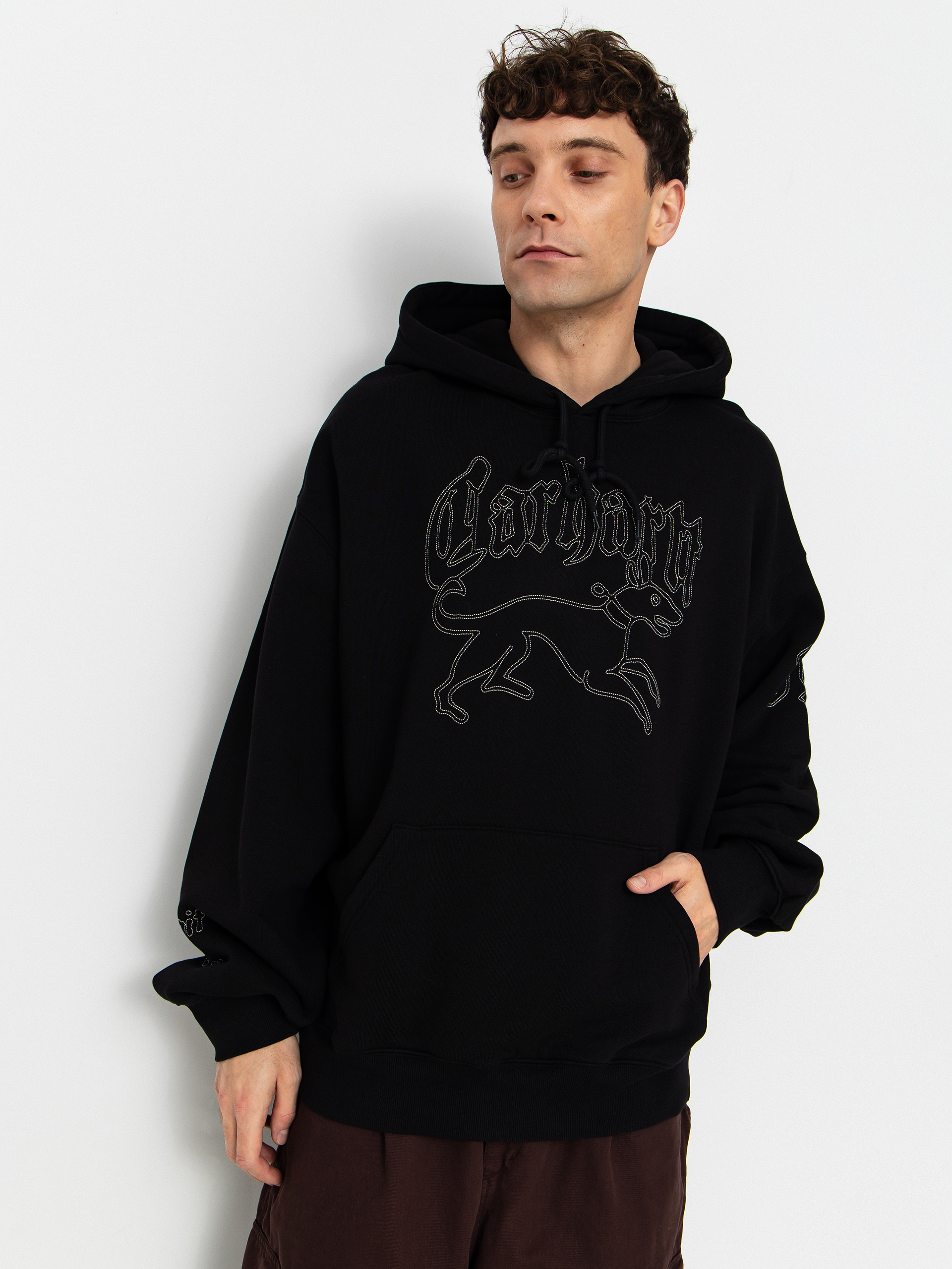 Hanorac cu glugă Carhartt WIP Hackwork HD (black/wall)