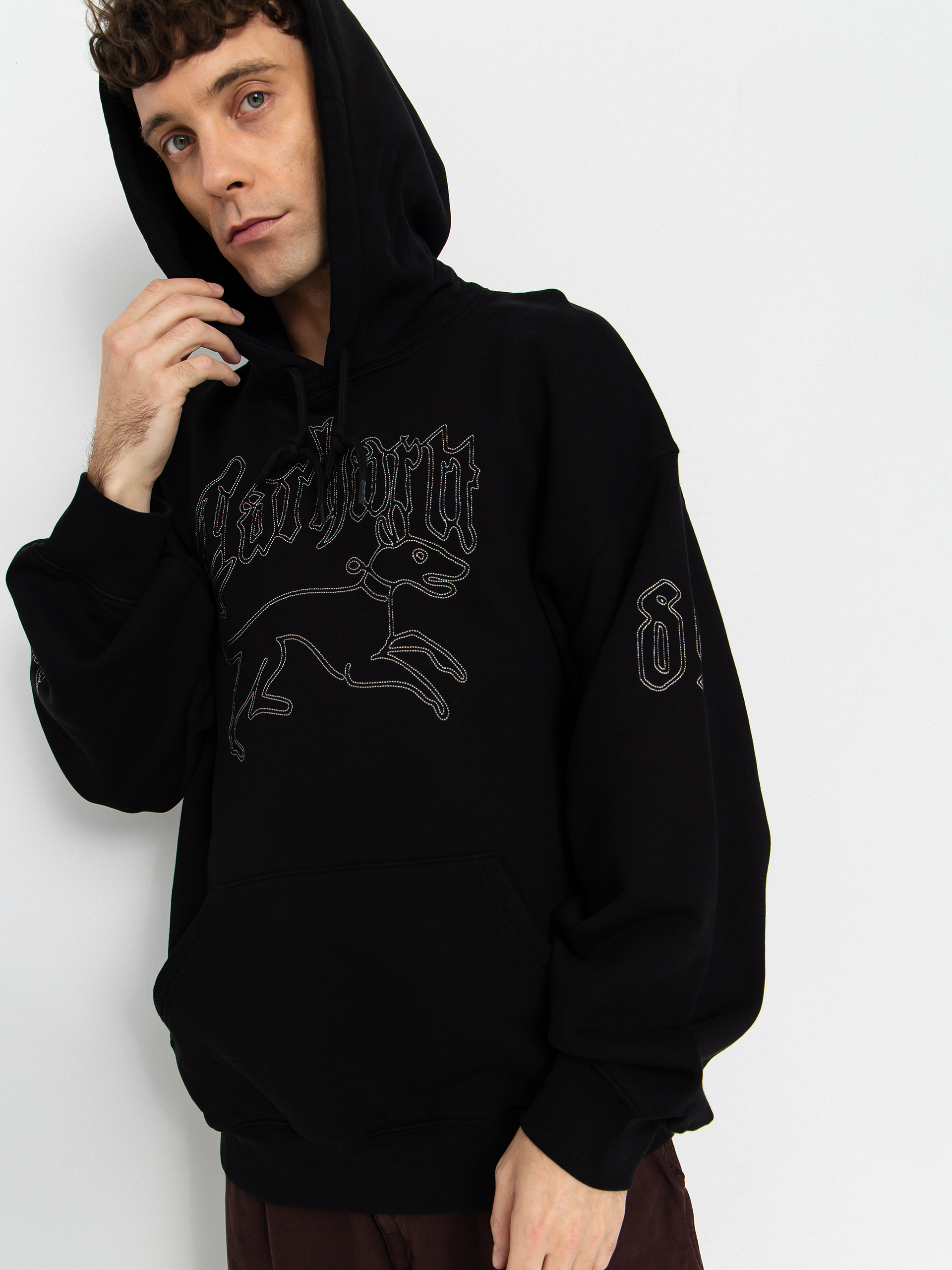 Hanorac cu glugă Carhartt WIP Hackwork HD (black/wall)