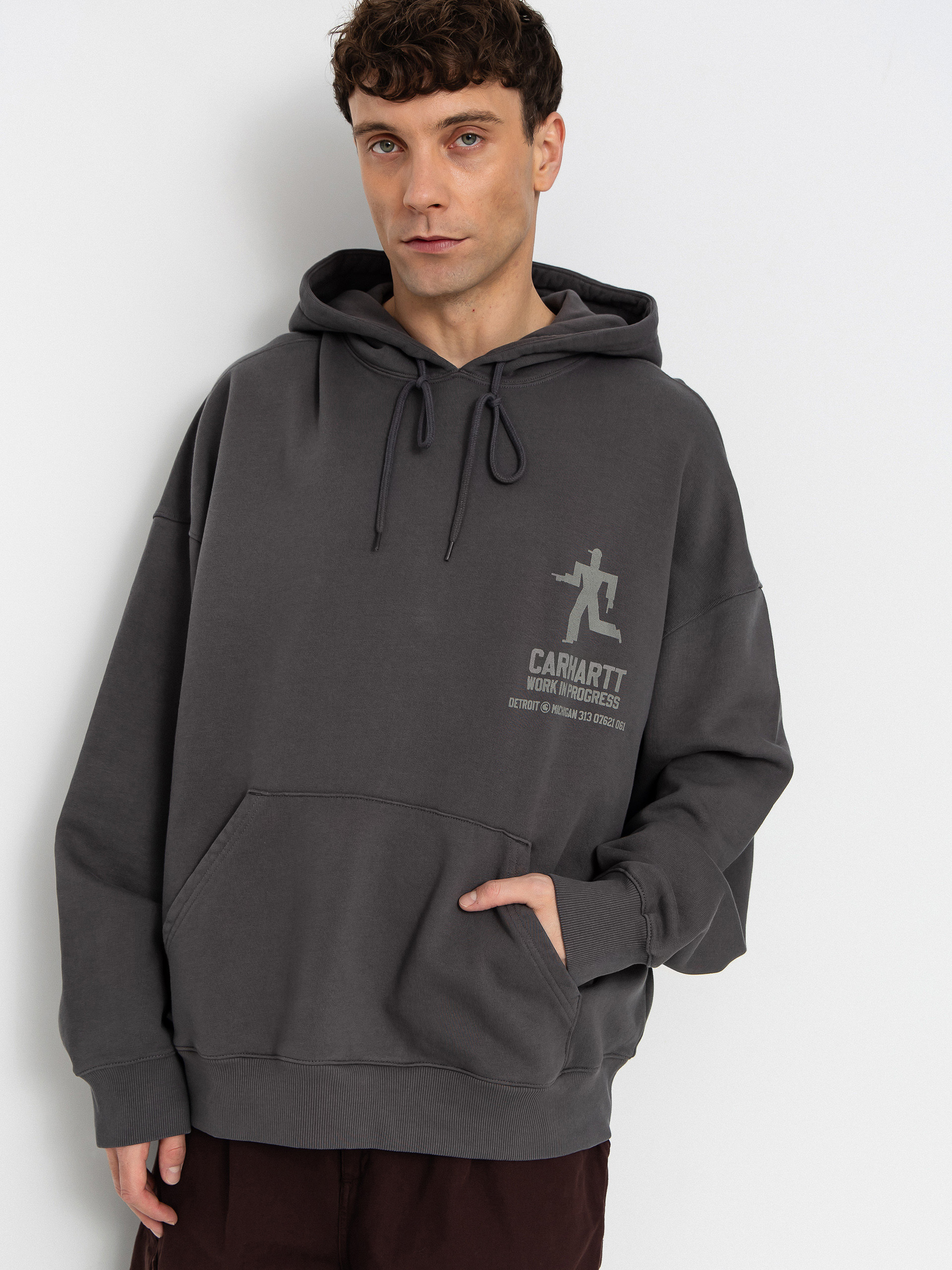 Hanorac cu glugă Carhartt WIP Distance HD (graphite/stone dyed)