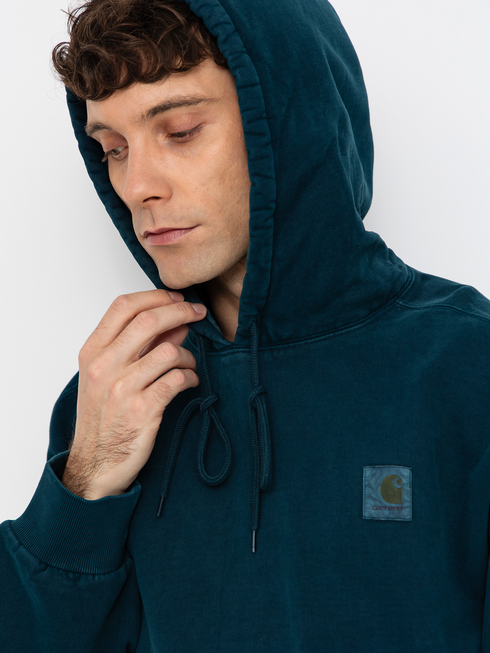 Hanorac cu glugă Carhartt WIP Vista HD (deep lagoon/garment dyed)