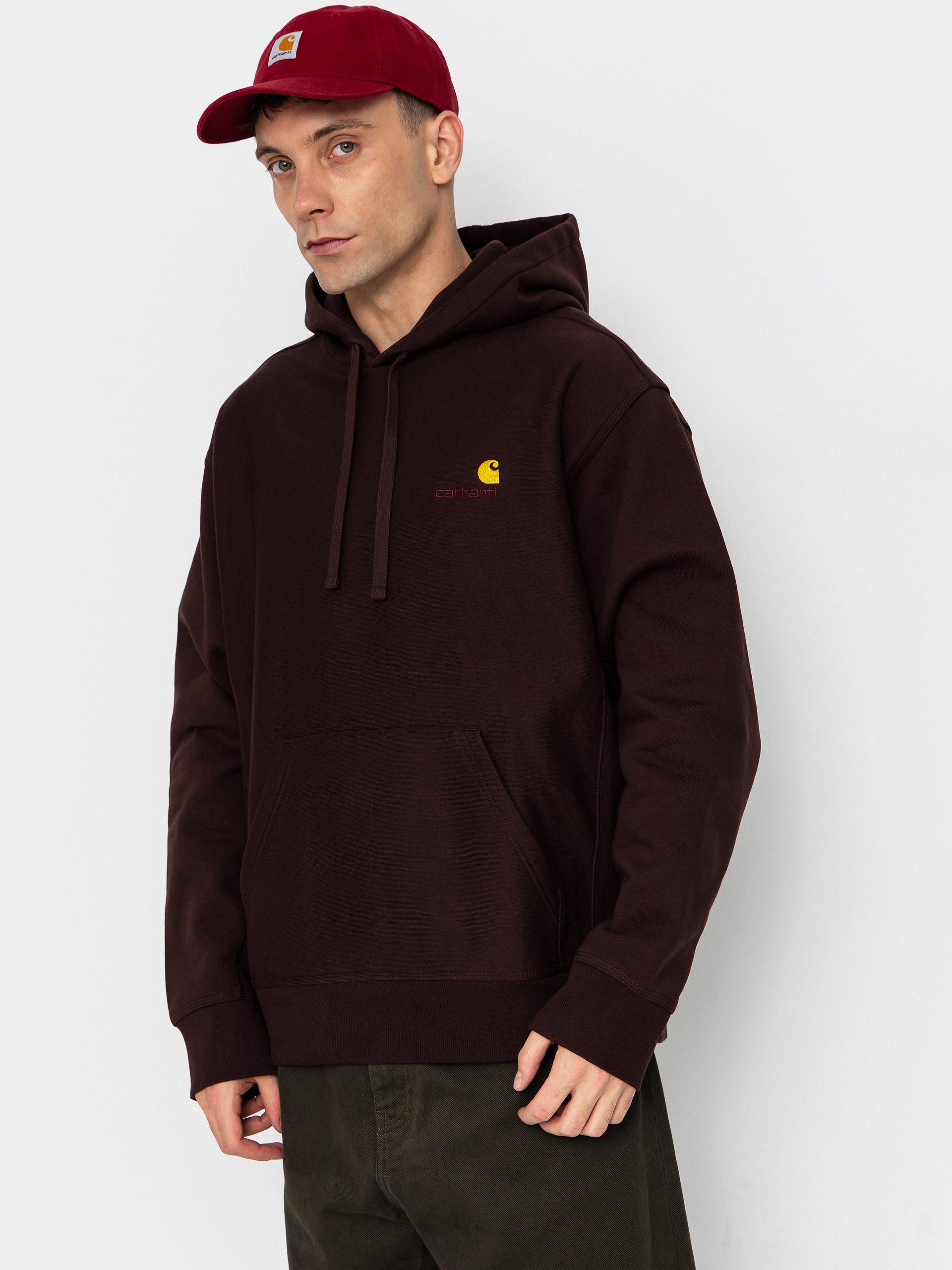Hanorac cu glugă Carhartt WIP American Script HD (palisander)