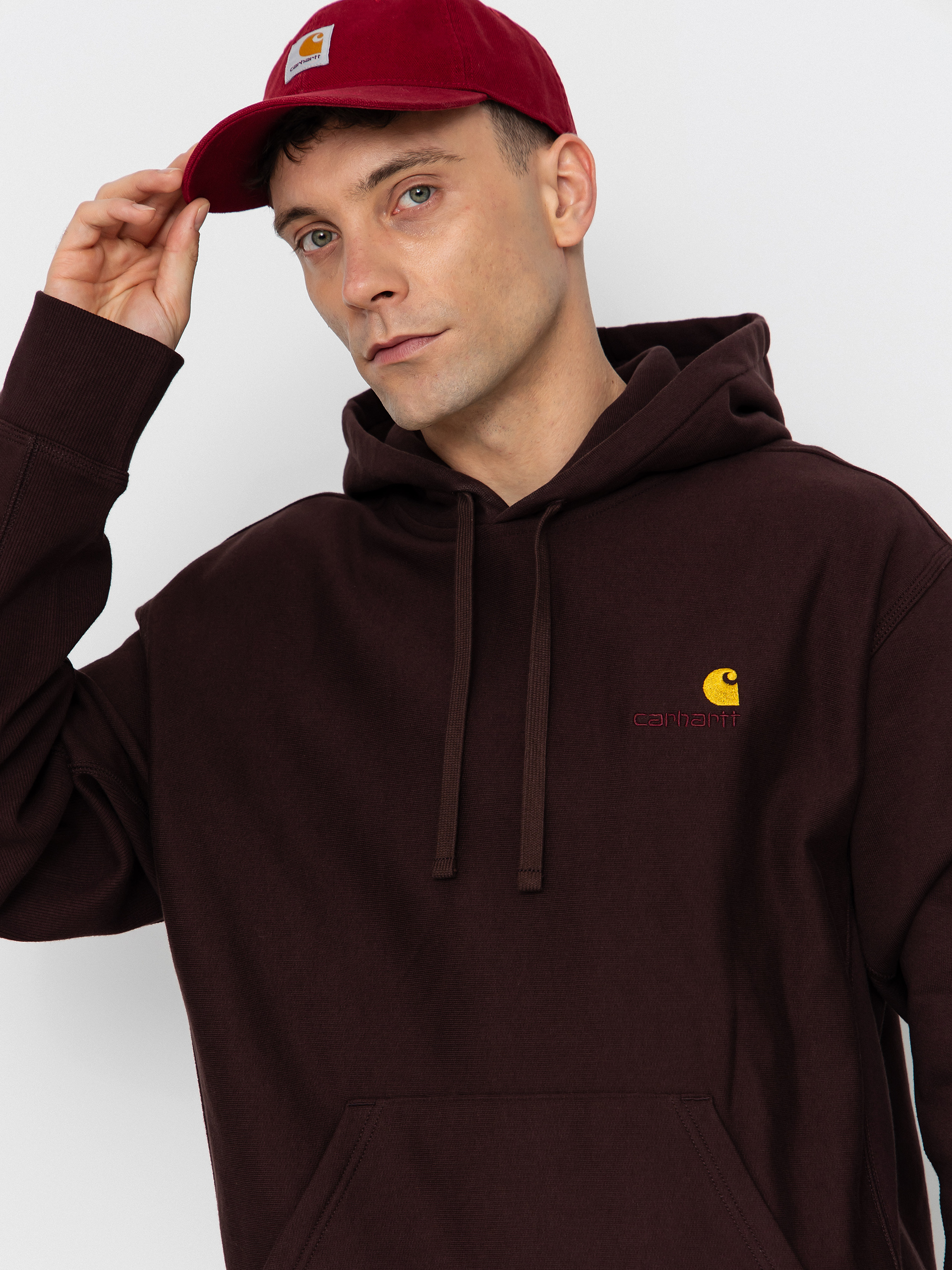 Hanorac cu glugă Carhartt WIP American Script HD (palisander)