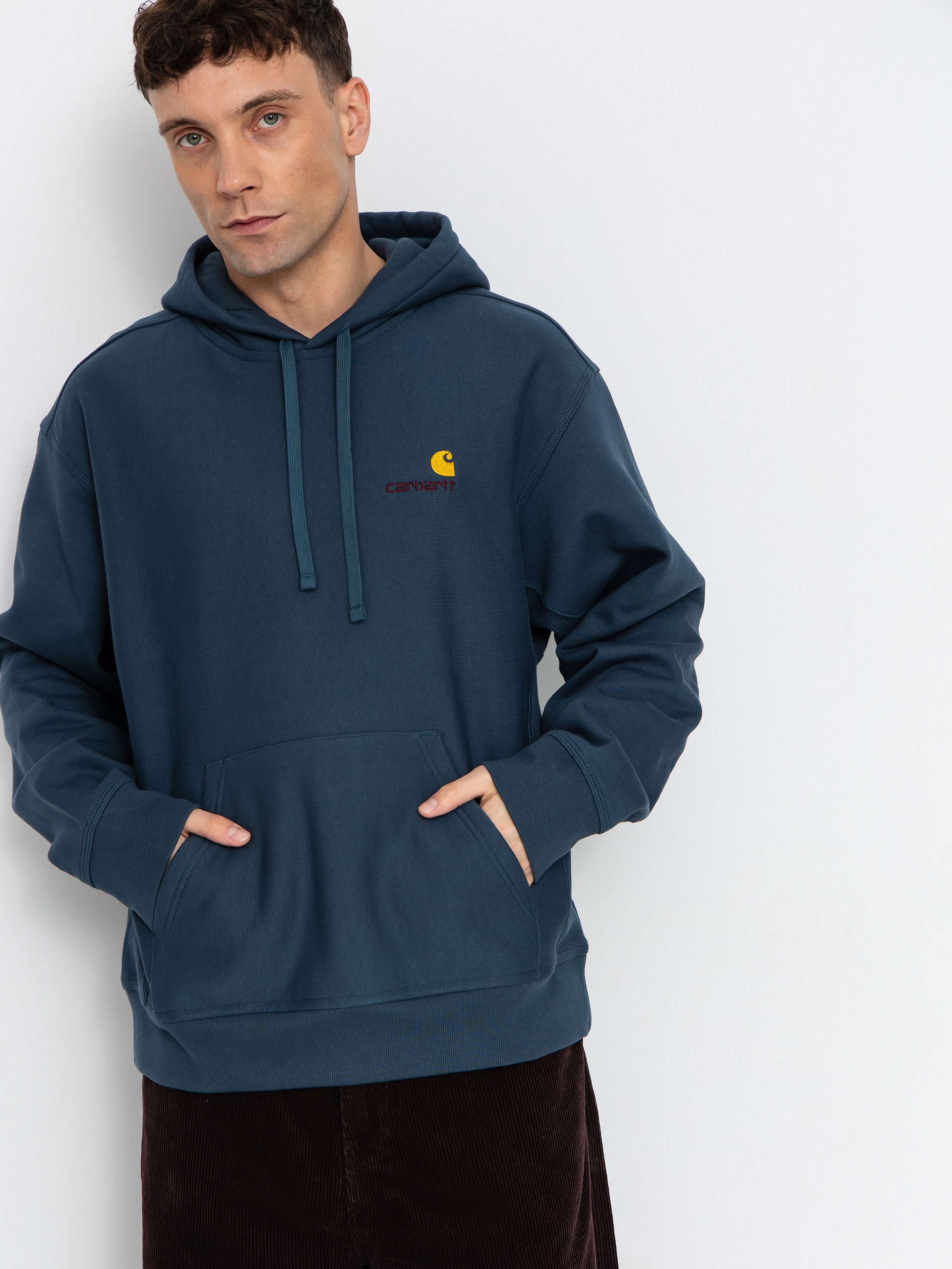 Hanorac cu glugă Carhartt WIP American Script HD (office blue)