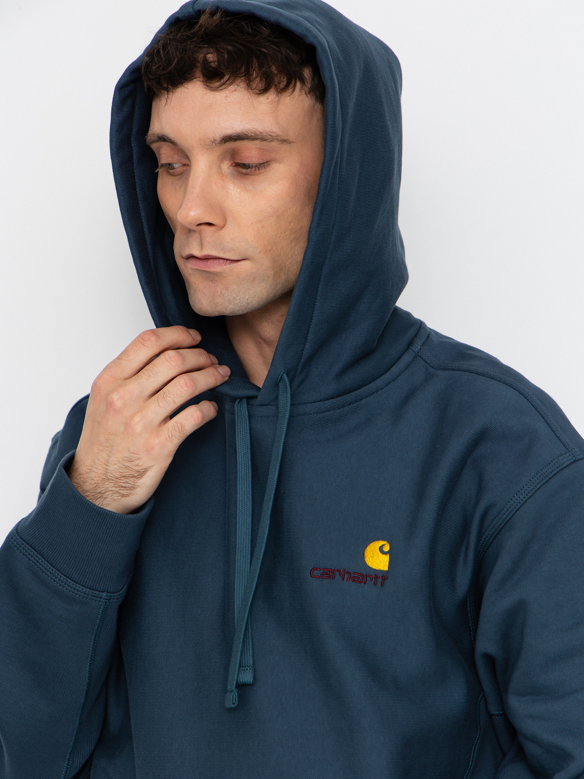 Hanorac cu glugă Carhartt WIP American Script HD (office blue)