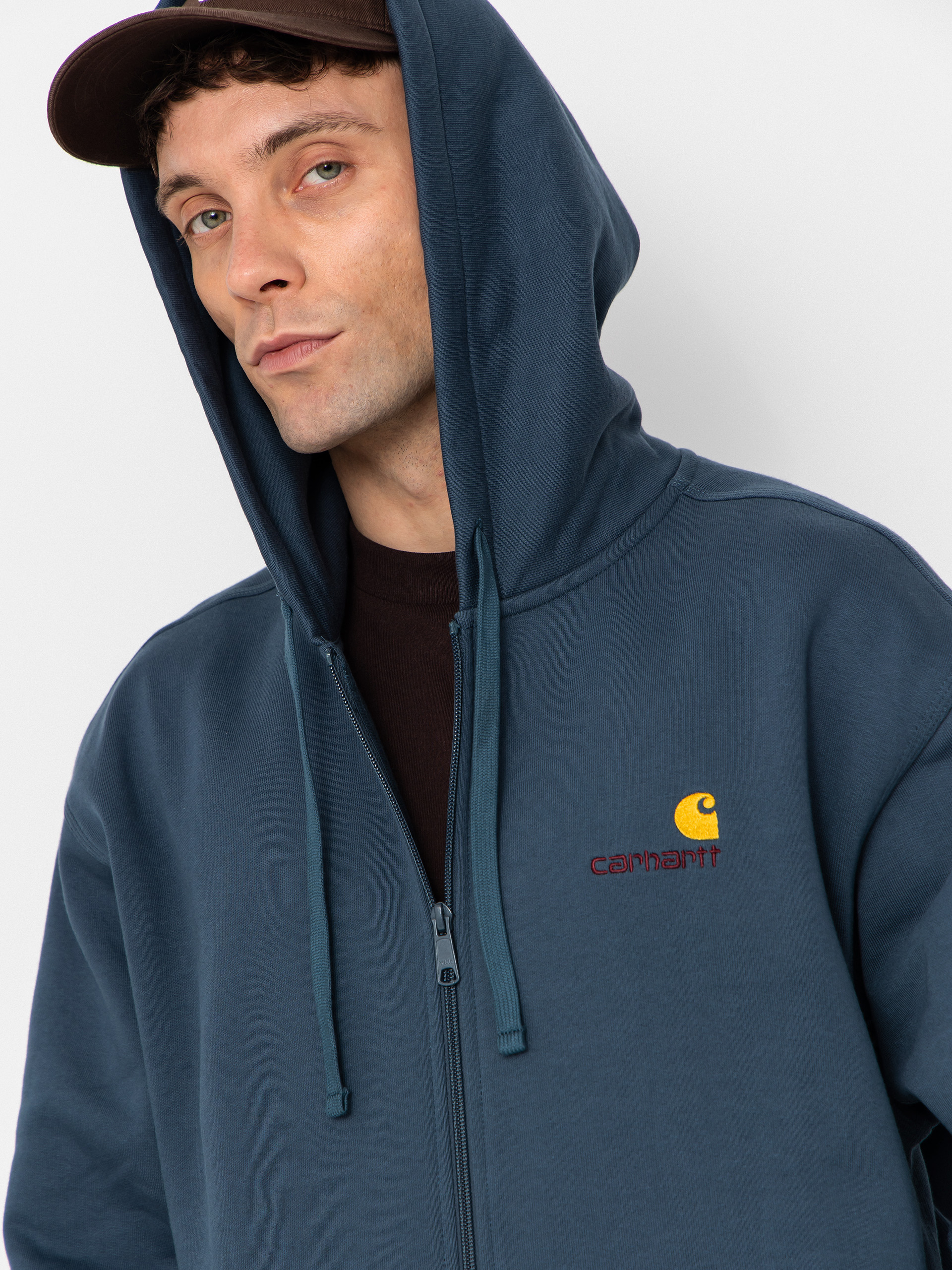 Hanorac cu glugă Carhartt WIP American Script ZHD (office blue)