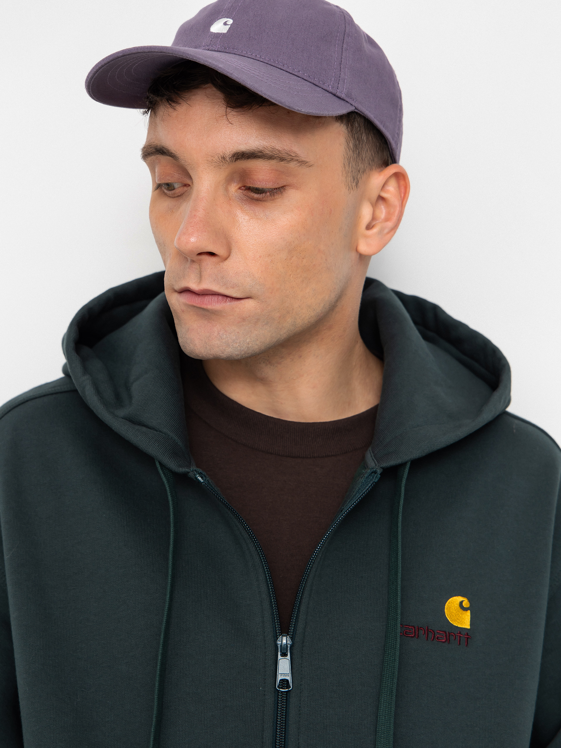 Hanorac cu glugă Carhartt WIP American Script ZHD (kale green)