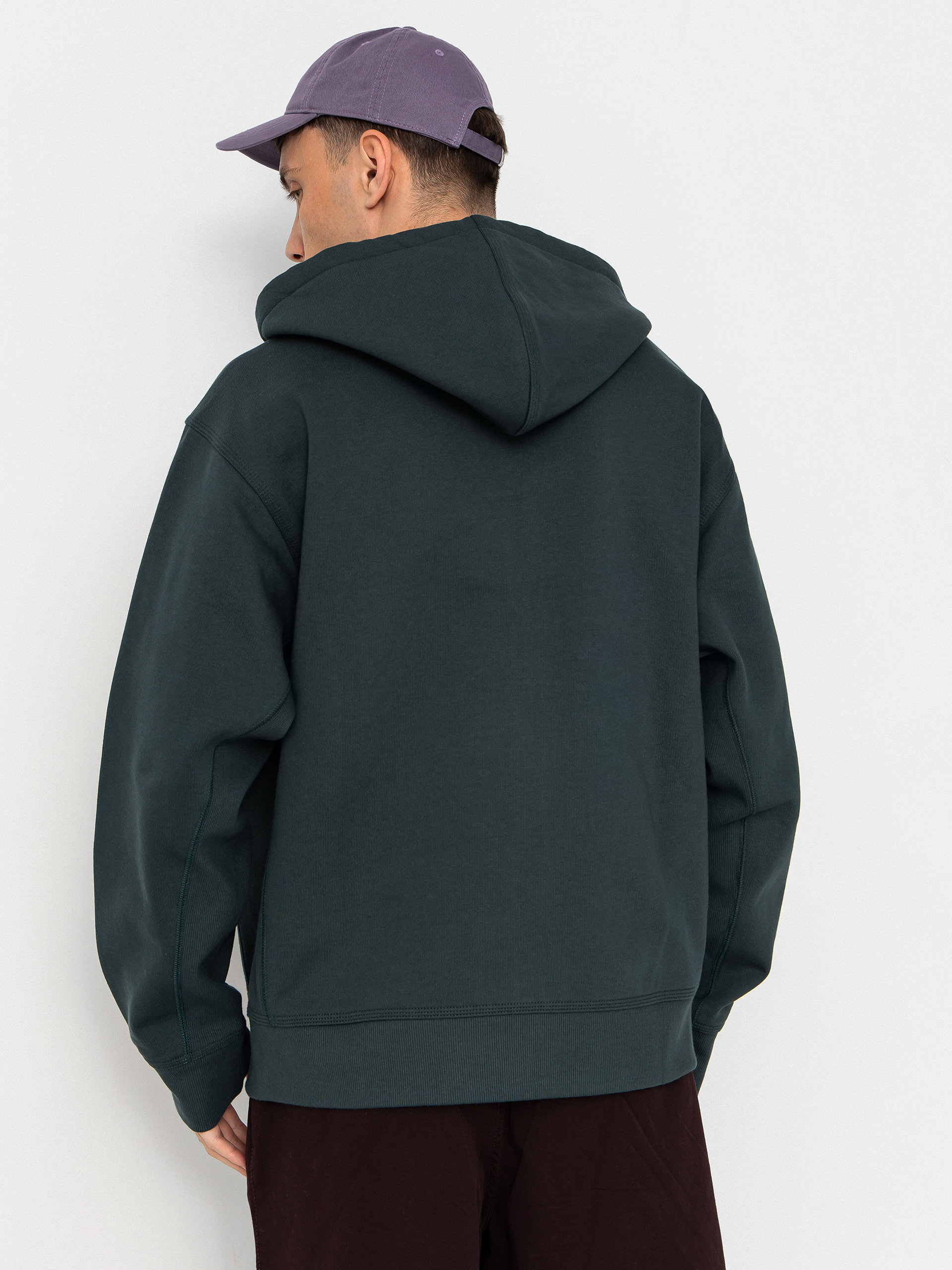 Hanorac cu glugă Carhartt WIP American Script ZHD (kale green)