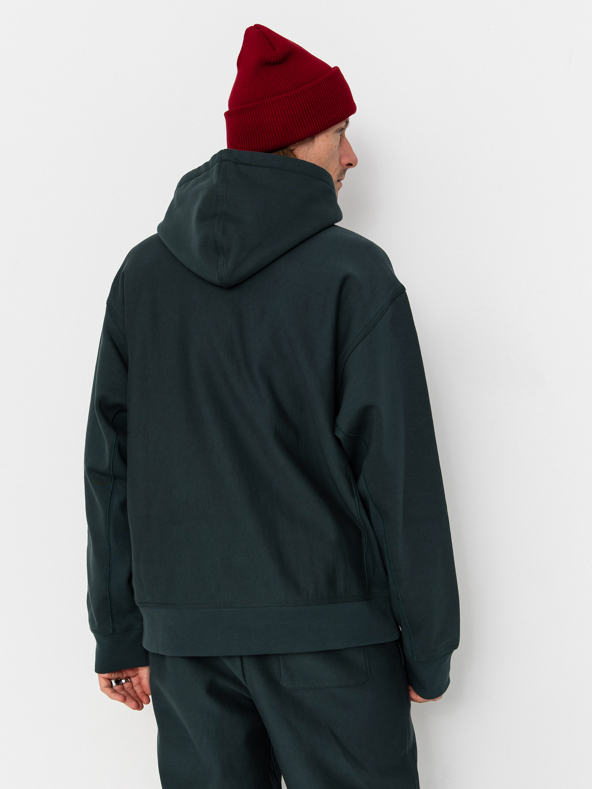 Hanorac cu glugă Carhartt WIP American Script HD (kale green)