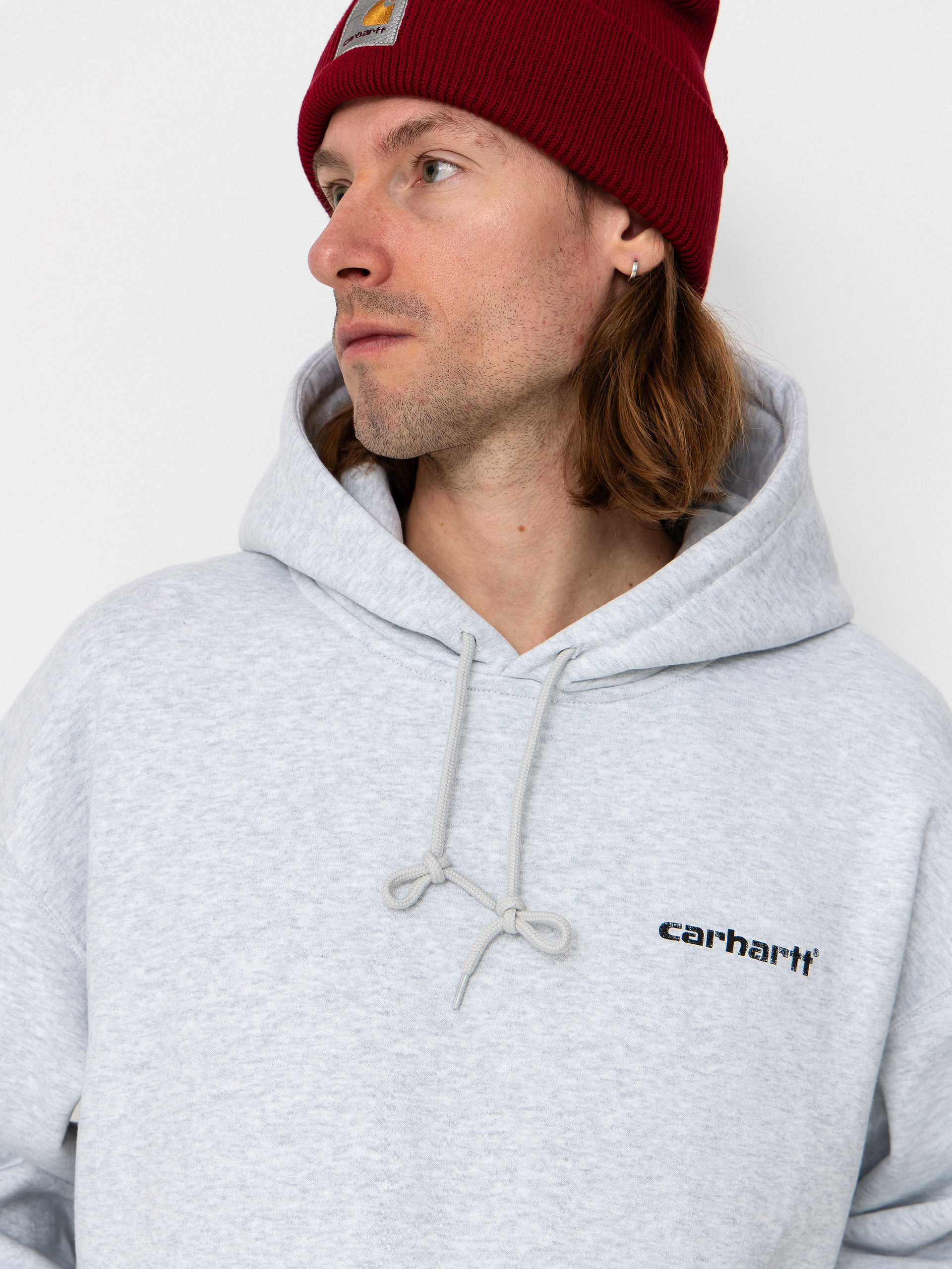 Hanorac cu glugă Carhartt WIP Caps HD (ash heather)