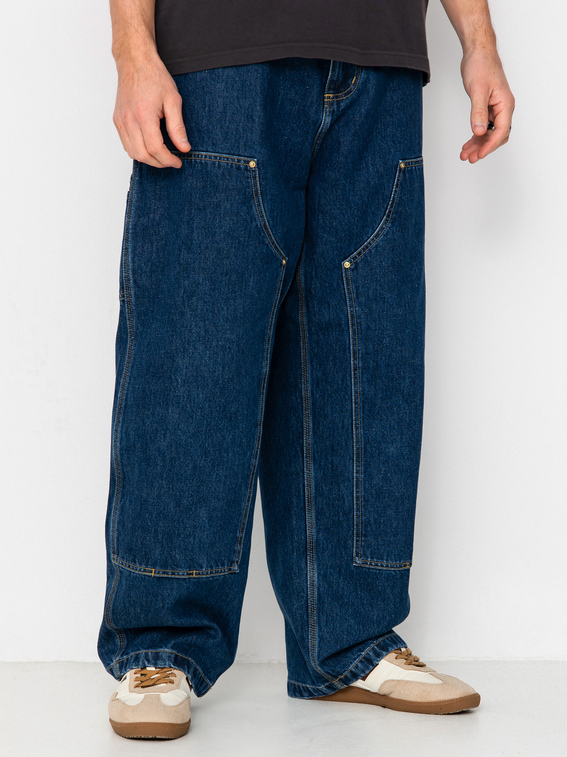 LIVING BLUE calico カンタ Pantaloni Carhartt WIP Nash Double Knee - albastru (blue/stone washed)