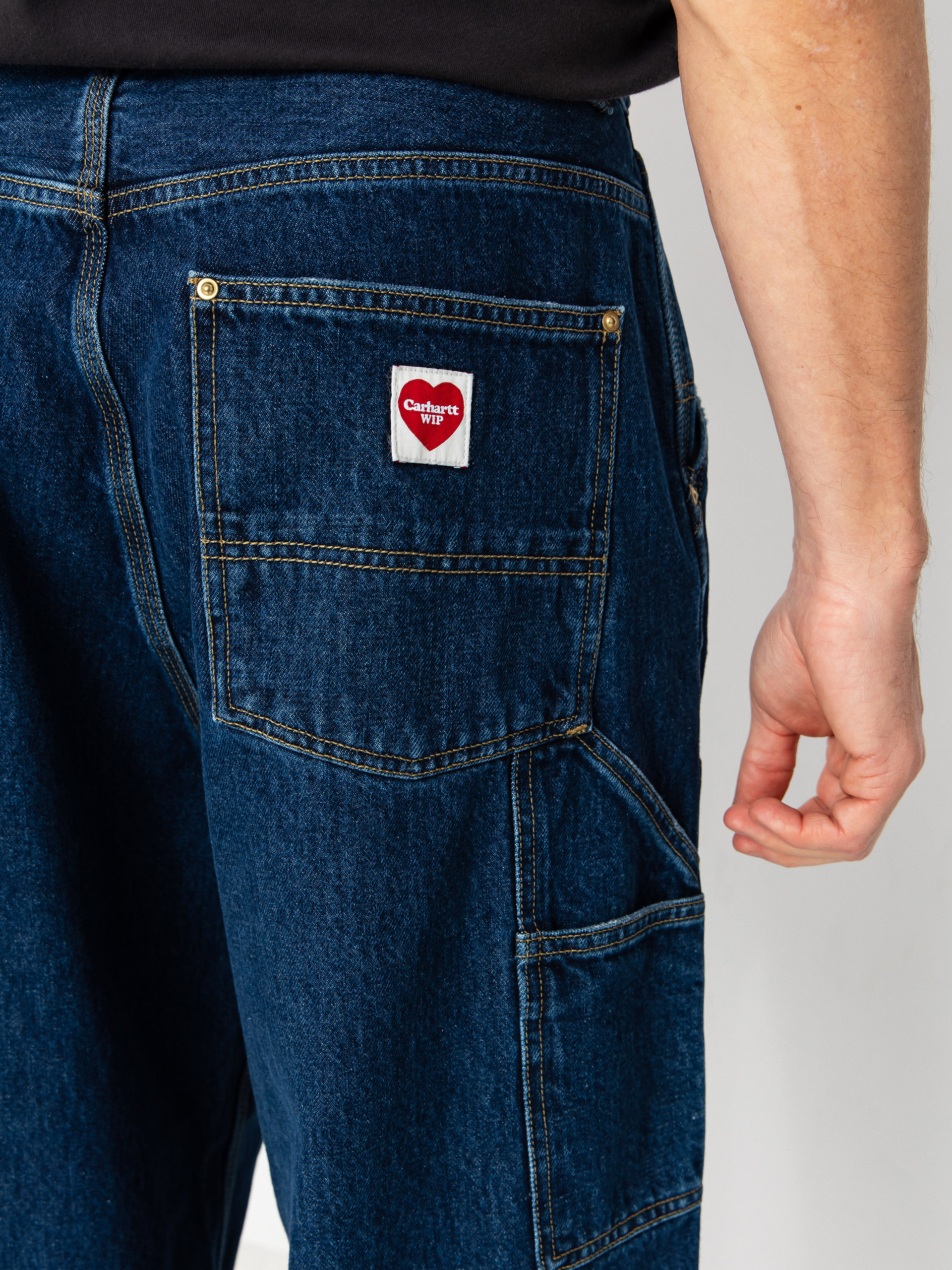 Pantaloni Carhartt WIP Nash Double Knee (blue/stone washed)