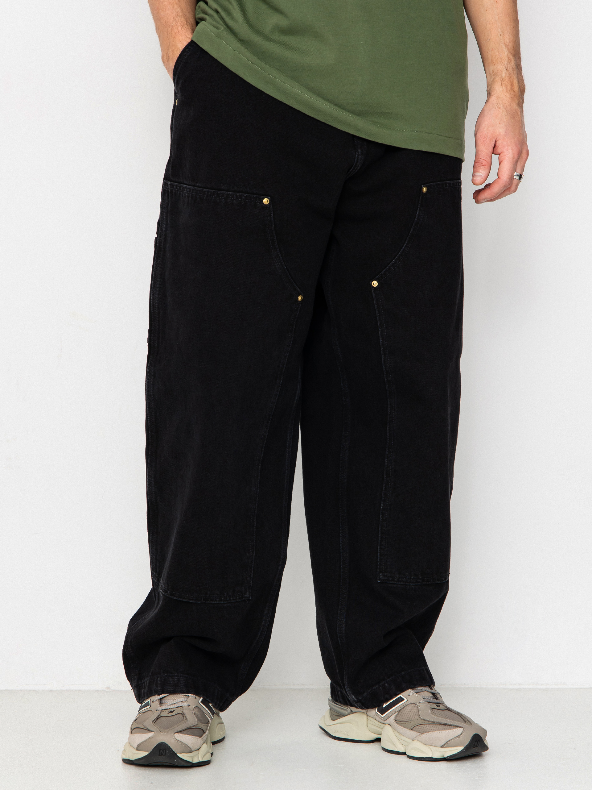 Pantaloni Carhartt WIP Nash Double Knee (black/stone washed)