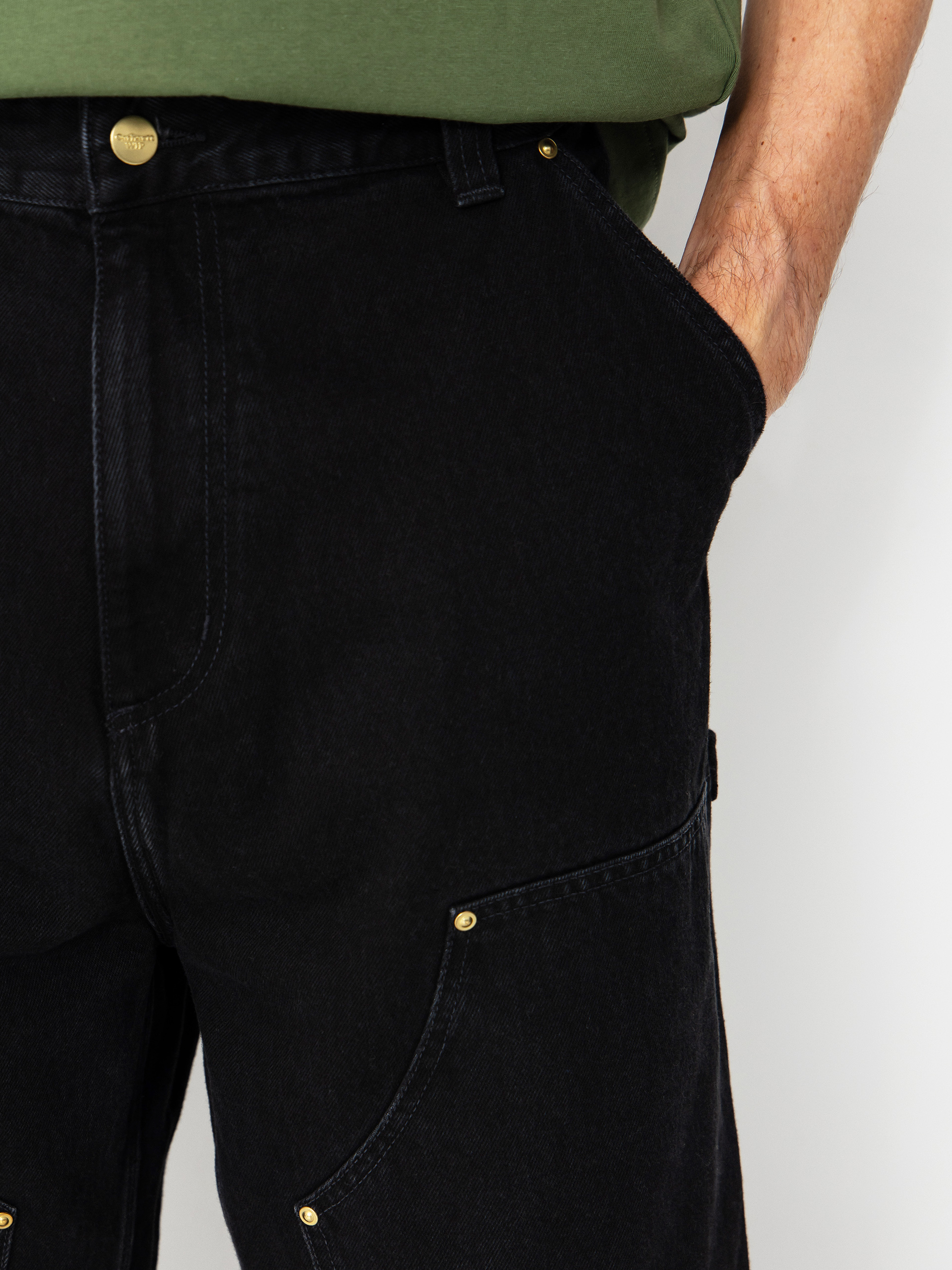 Pantaloni Carhartt WIP Nash Double Knee (black/stone washed)
