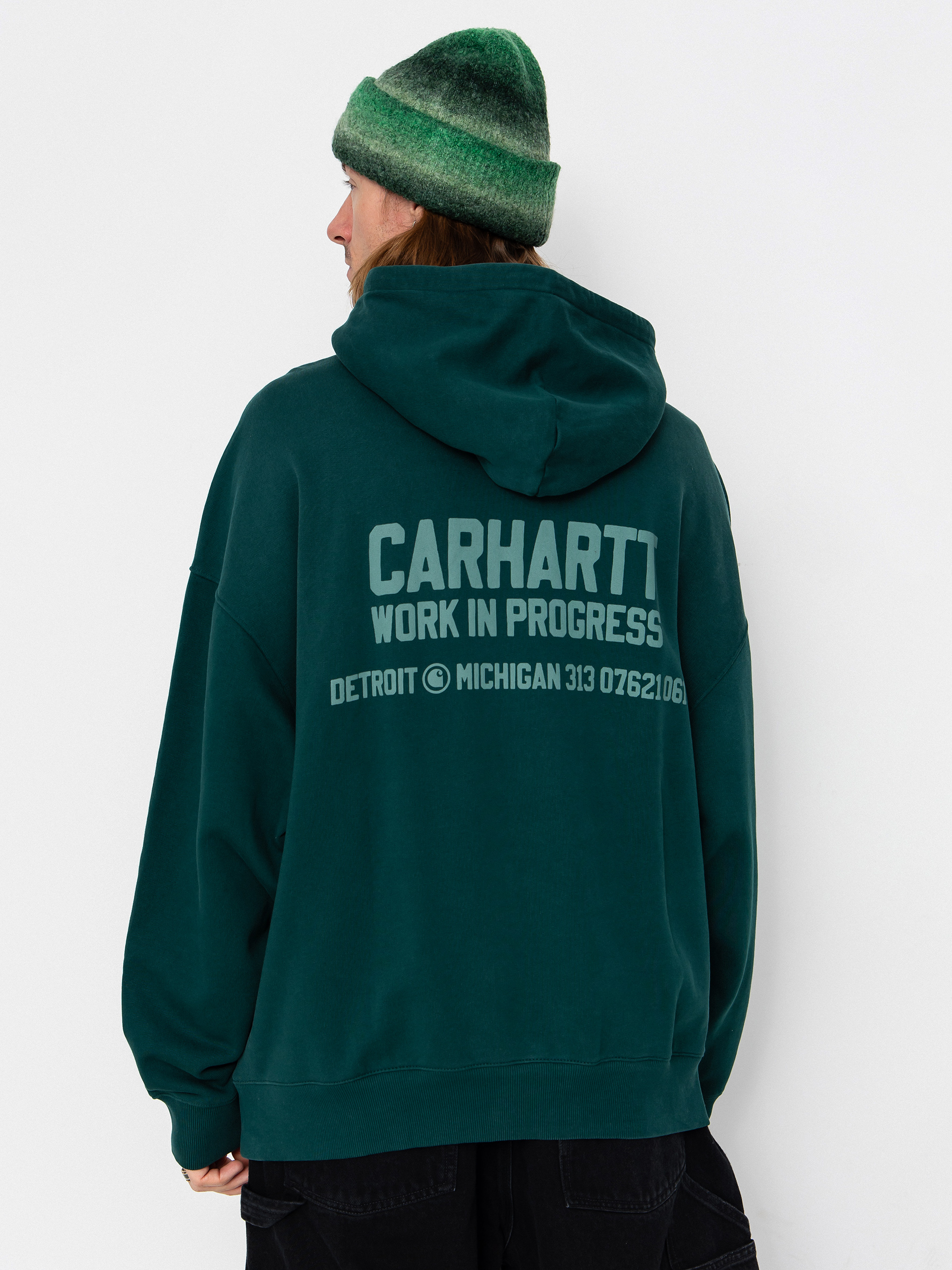 Hanorac cu glugu0103 Carhartt WIP Distance HD (dark fir/stone dyed)