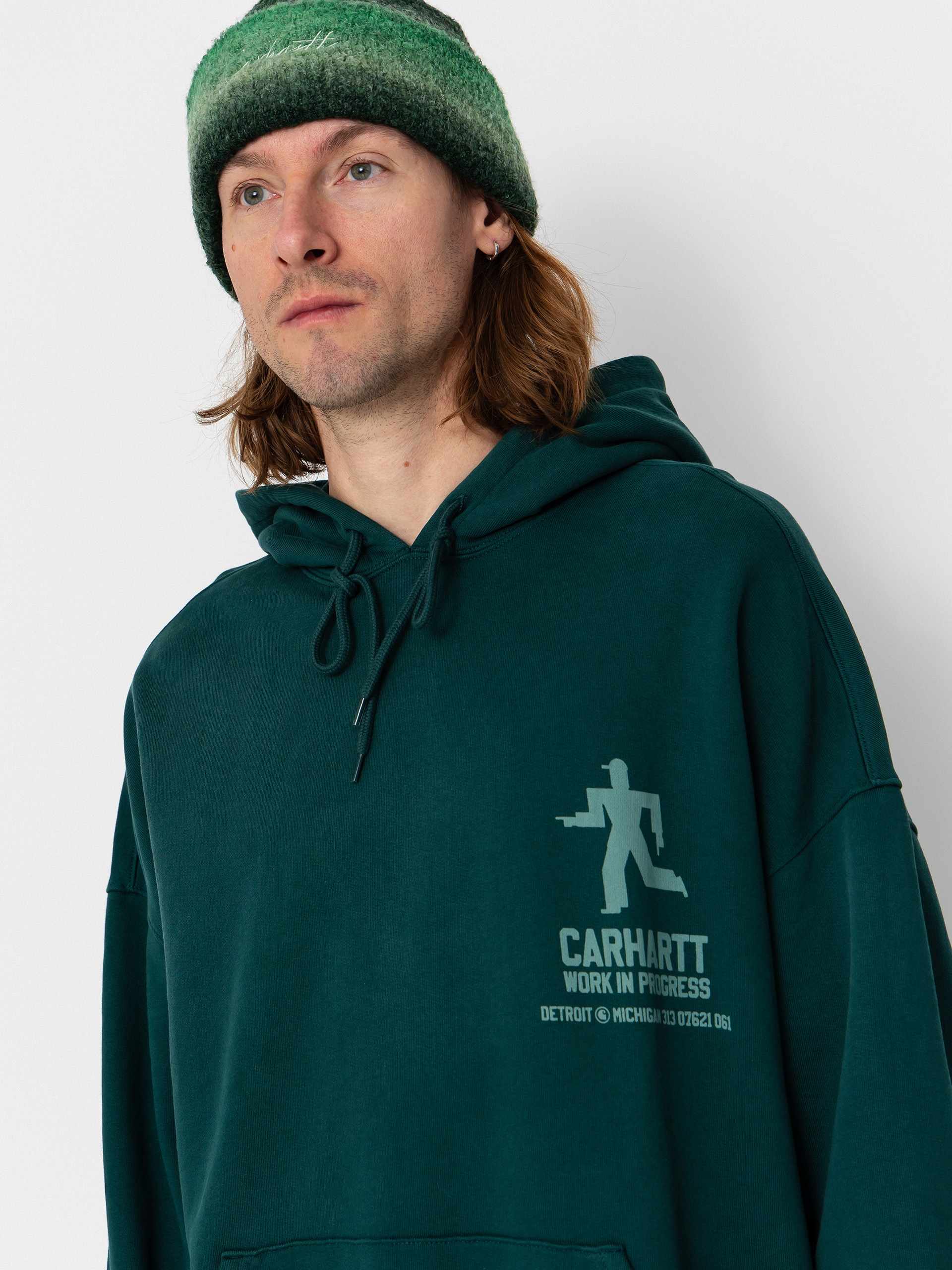 Hanorac cu glugă Carhartt WIP Distance HD (dark fir/stone dyed)