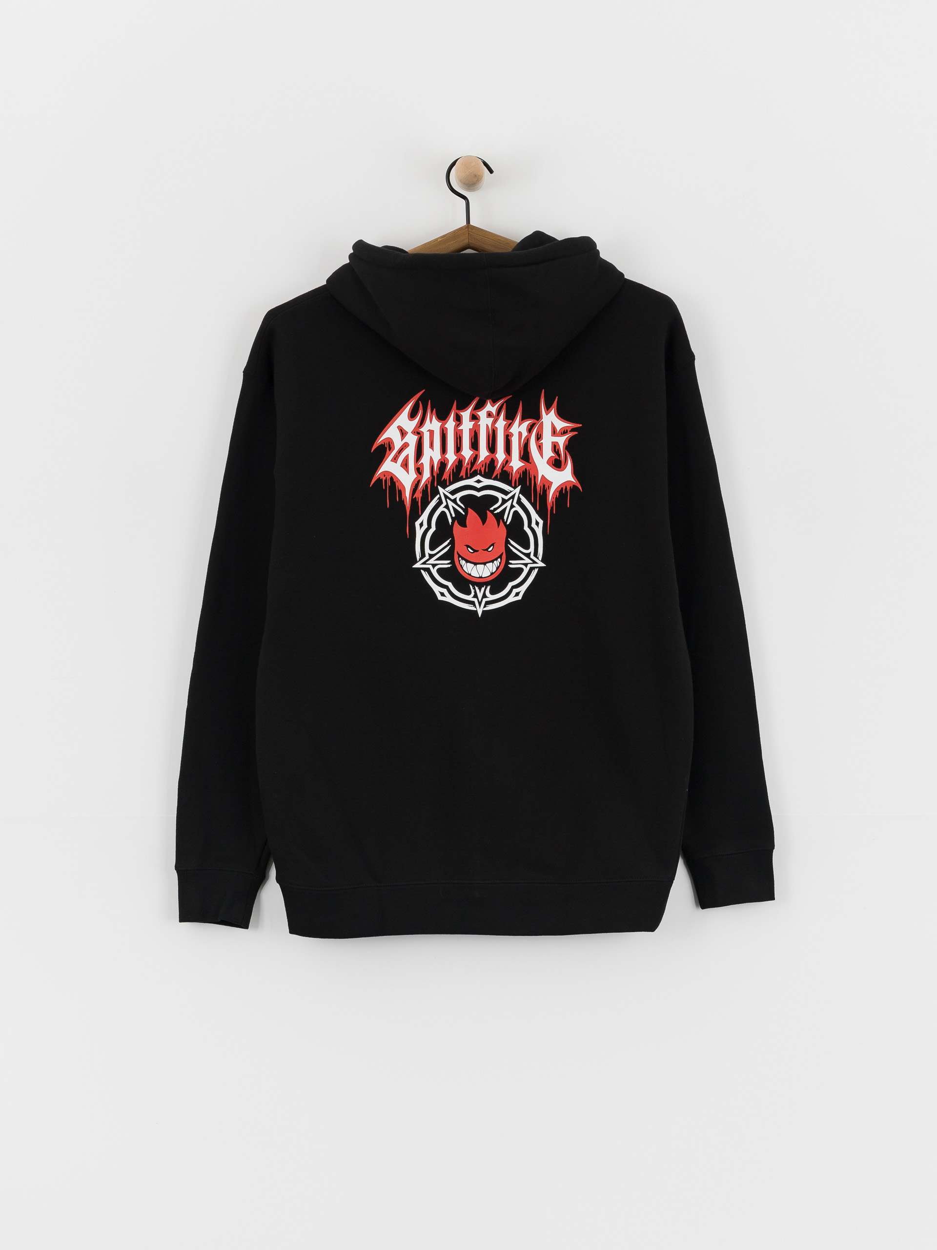 Hanorac cu glugă Spitfire Pentagram Drip Dbl ZHD (black w/red & white prints)