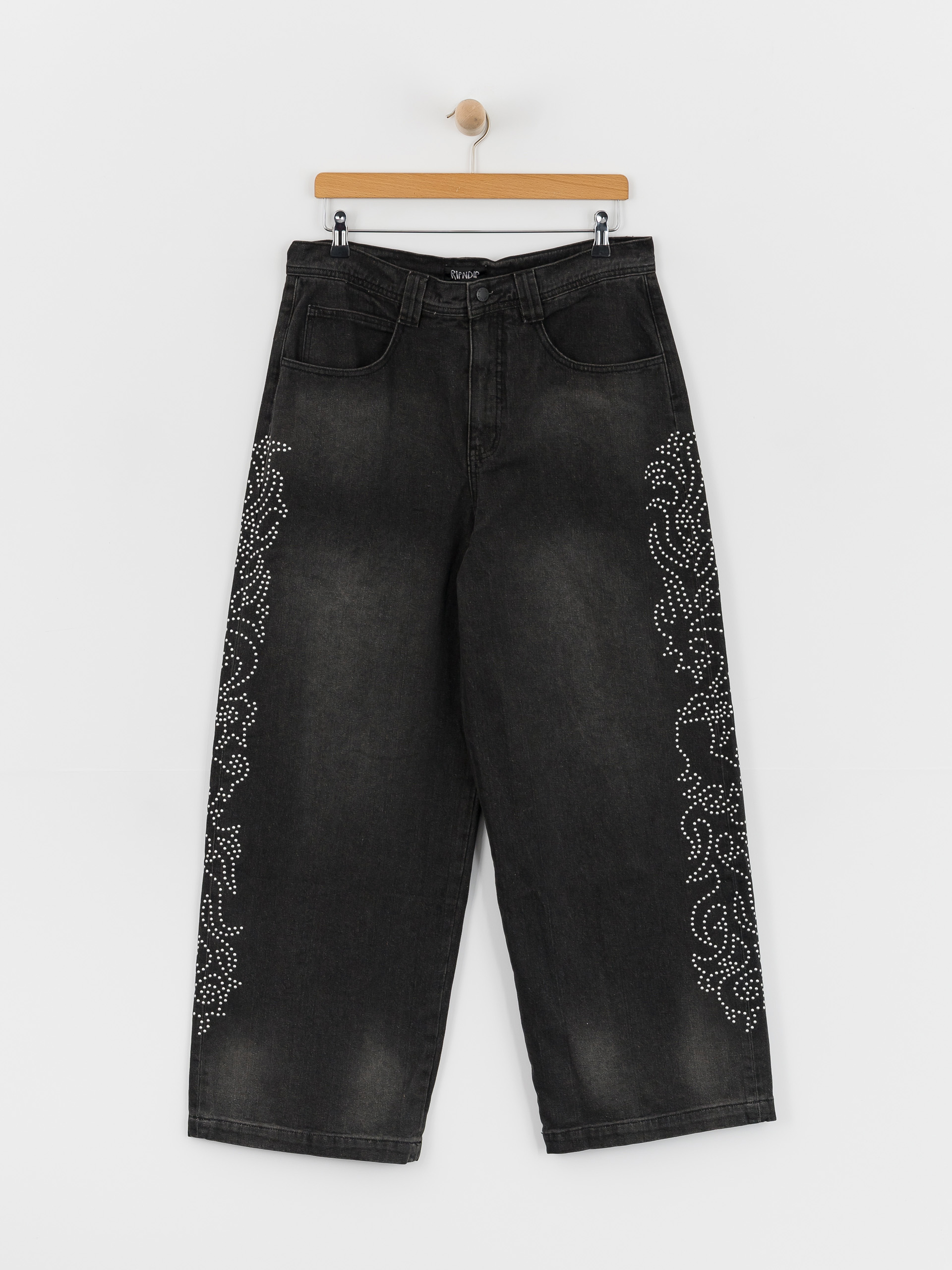 Pantaloni RipNDip Pretty Flacko Extra Wide Leg (black vintage wash denim)