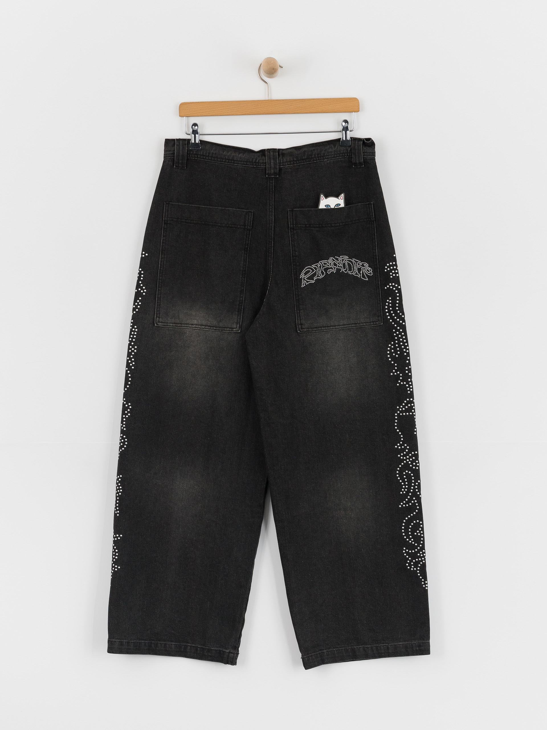 Pantaloni RipNDip Pretty Flacko Extra Wide Leg (black vintage wash denim)
