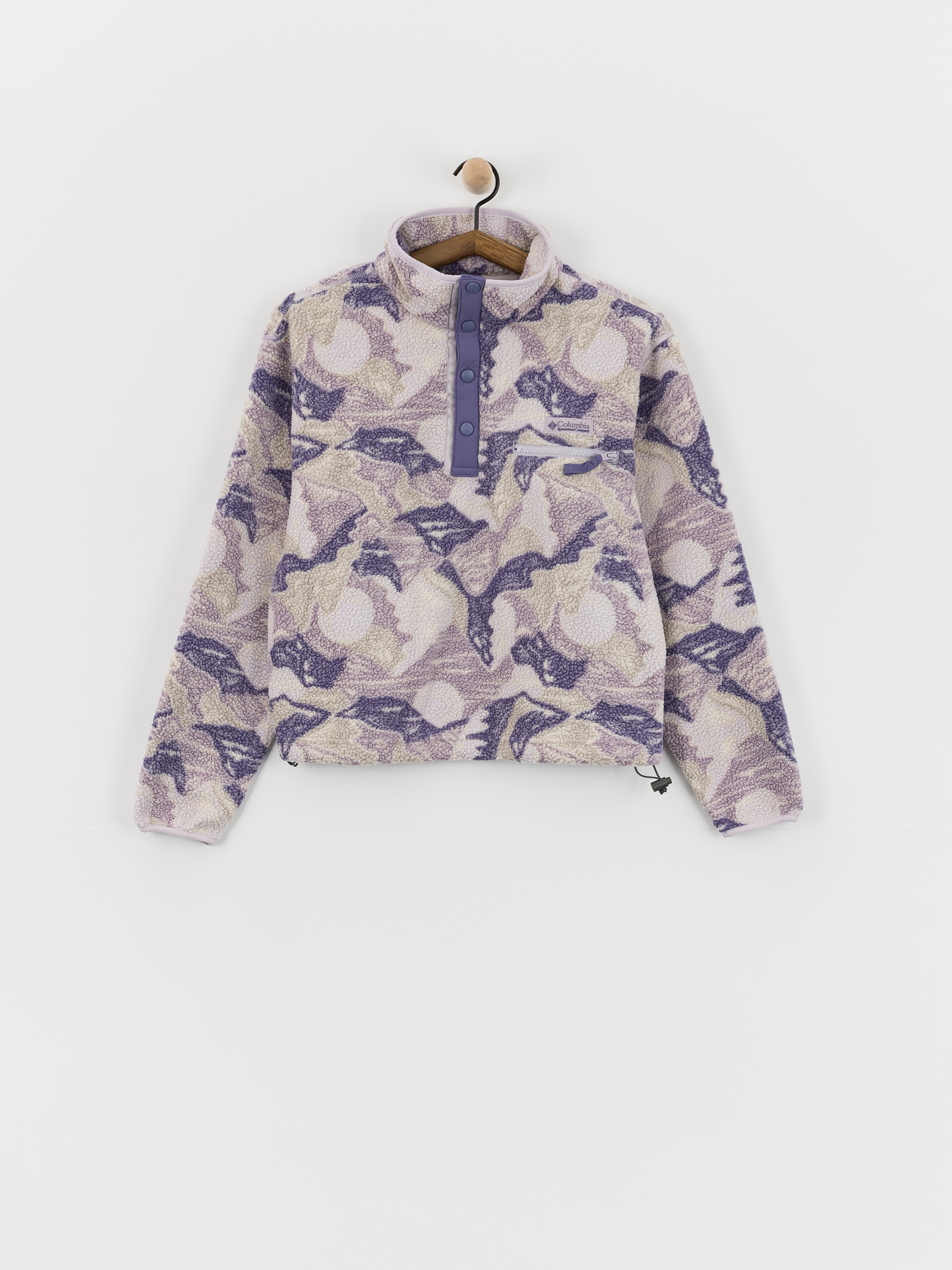 Hanorac din fleece Columbia Helvetia II Printed Cropped Half Snap Wmn (lavender pearl/sunscape)