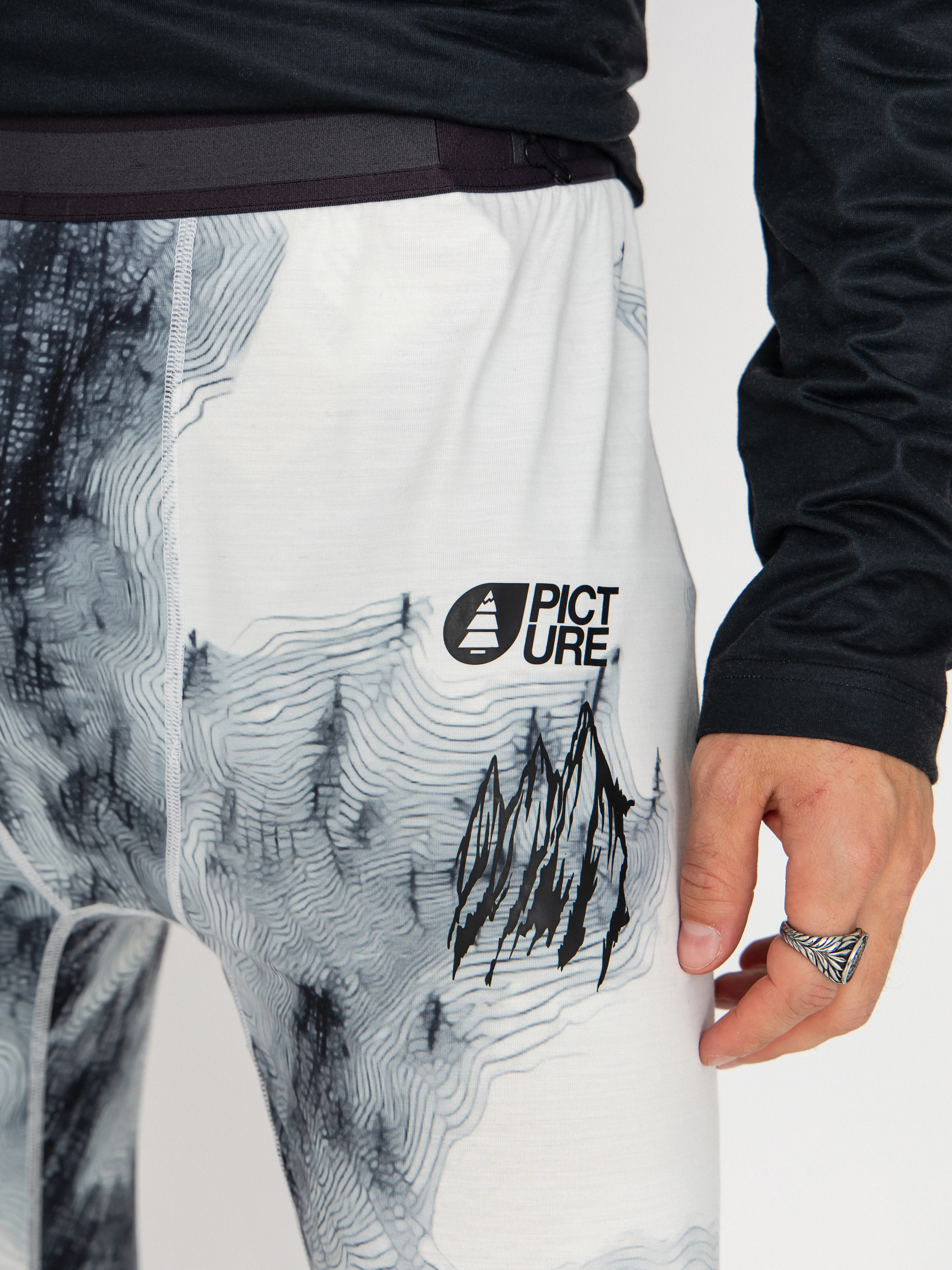 Pentru bărbați Colanți termici Picture Lhotse Printed (snowy pine print)