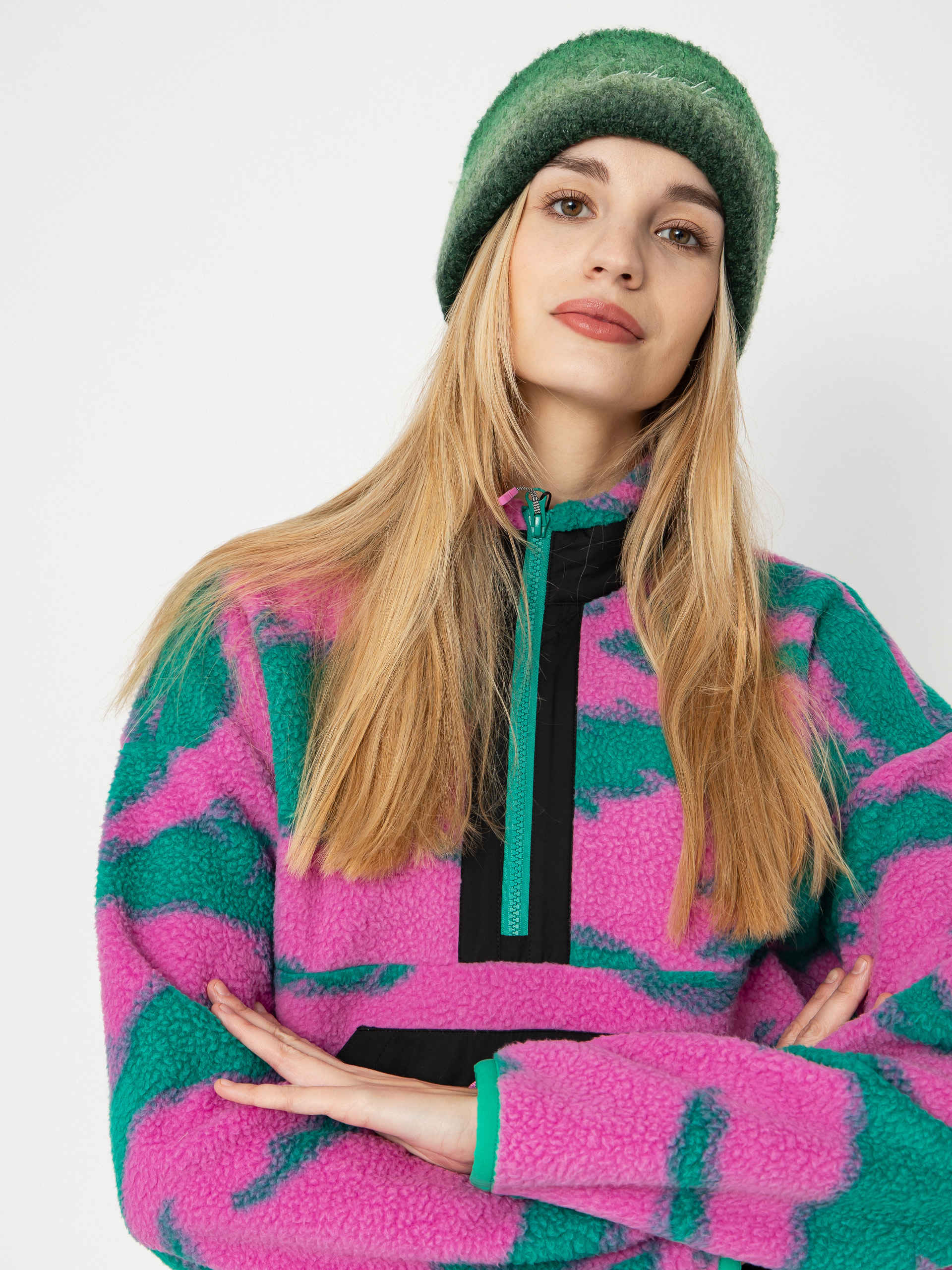 Pentru femei Hanorac din fleece Picture Zelkova Printed 1/4 Zip (retro bliss print)