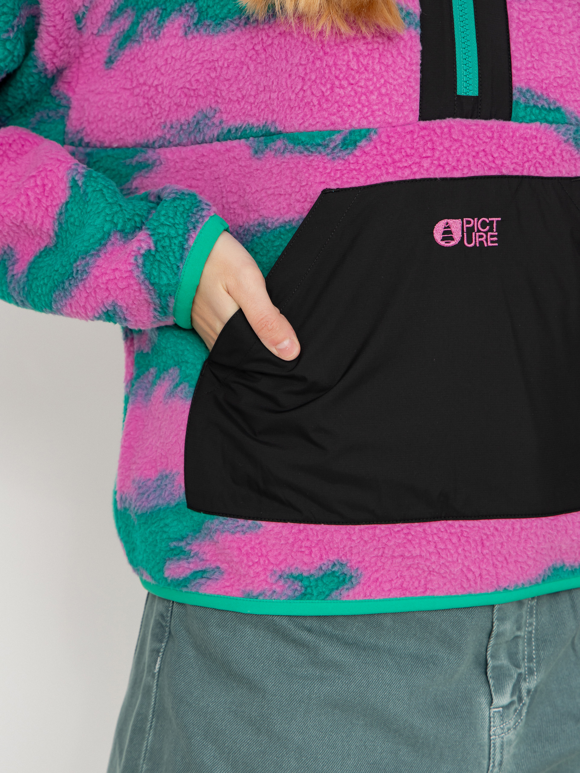 Pentru femei Hanorac din fleece Picture Zelkova Printed 1/4 Zip (retro bliss print)