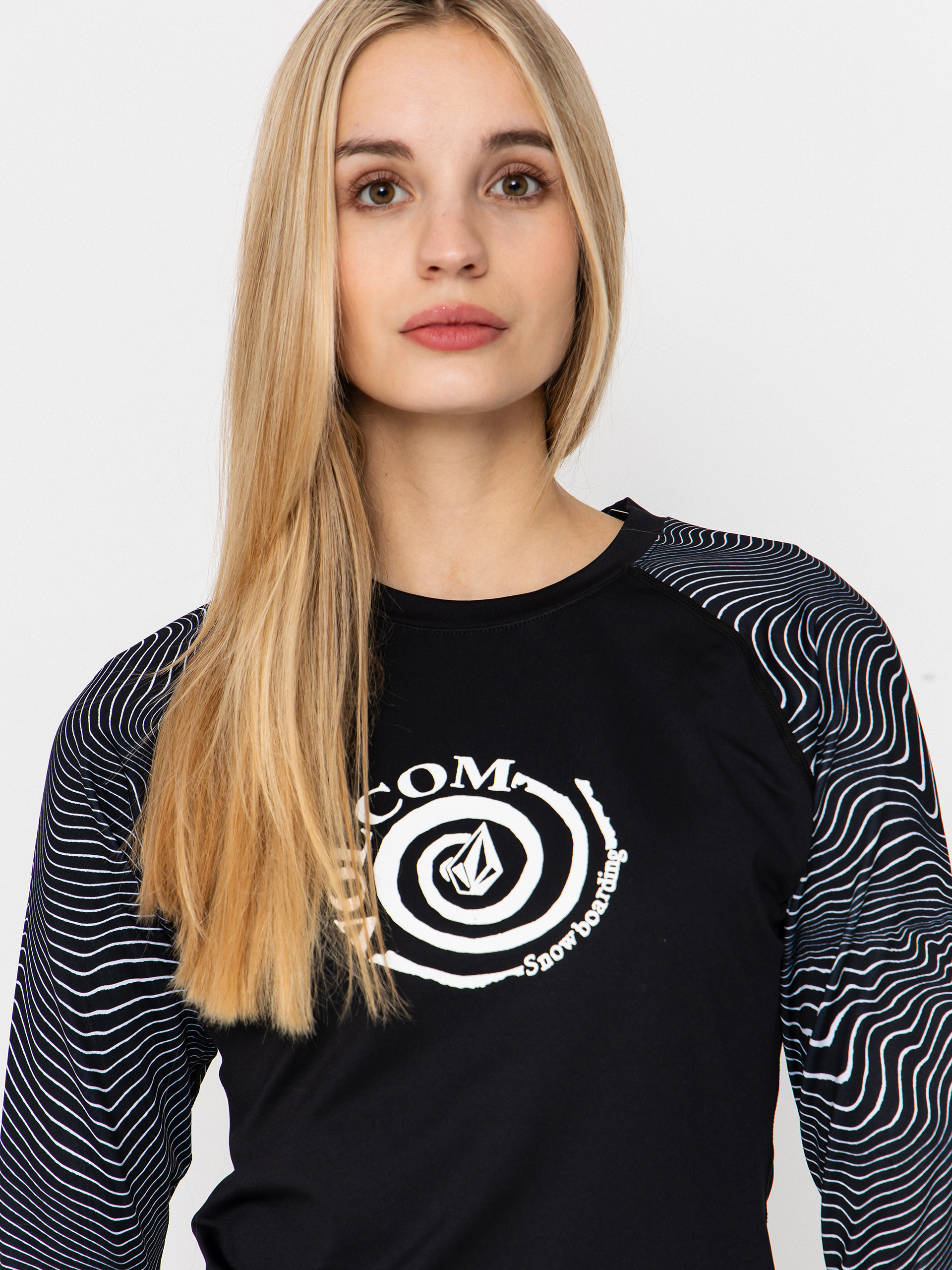 Pentru femei Tricou termic Volcom V Science Crew (black white)