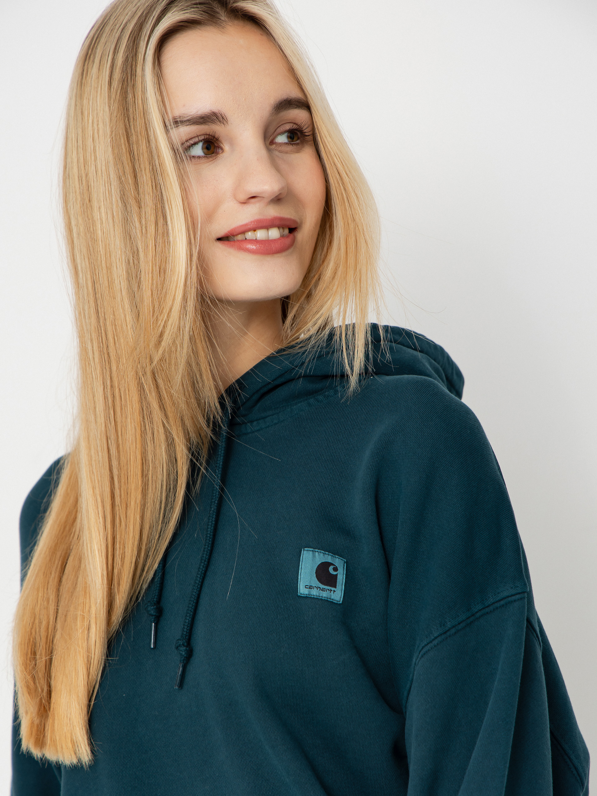 Hanorac cu glugă Carhartt WIP Nelson HD Wmn (deep lagoon/garment dyed)