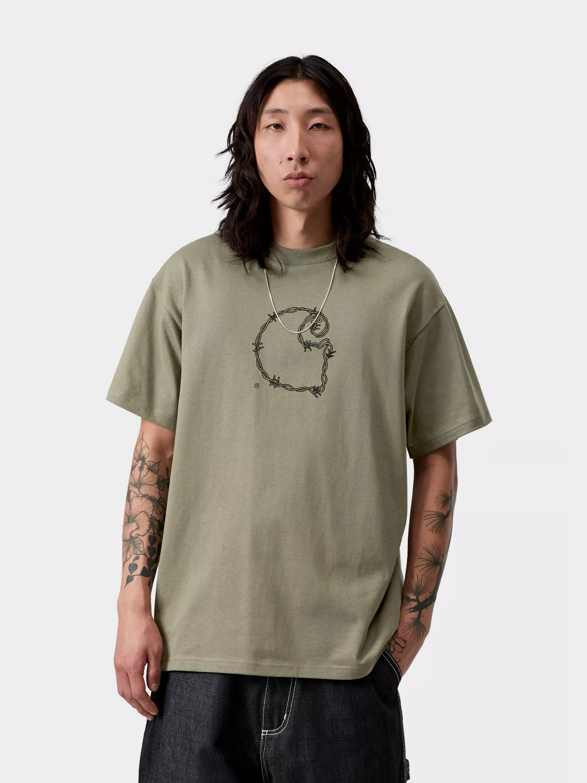 Tricou Carhartt WIP Barbwire C (dollar green)