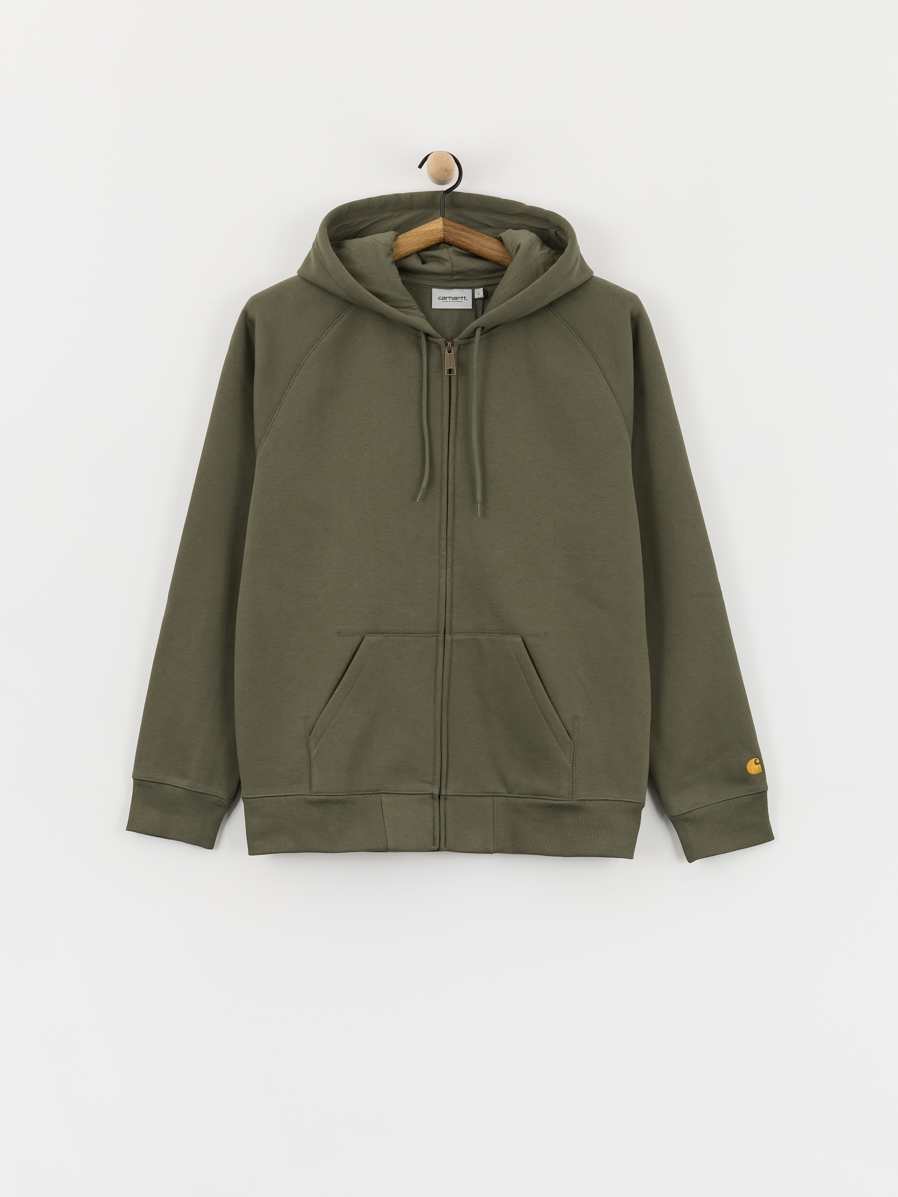 Hanorac cu glugu0103 Carhartt WIP Chase ZHD (leaf/gold)