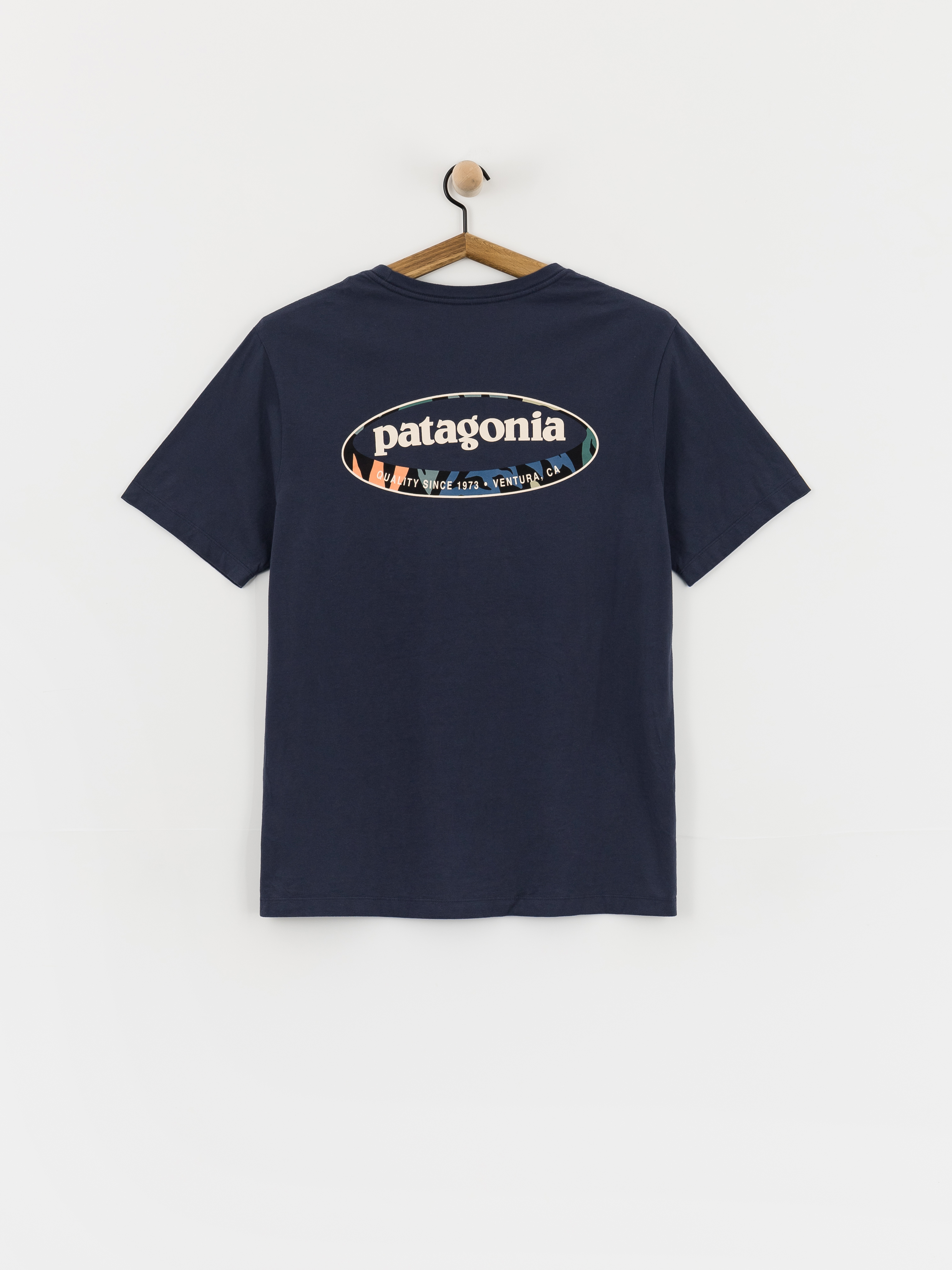 Tricou Patagonia 95 Oval Logo (new navy/kaleido)