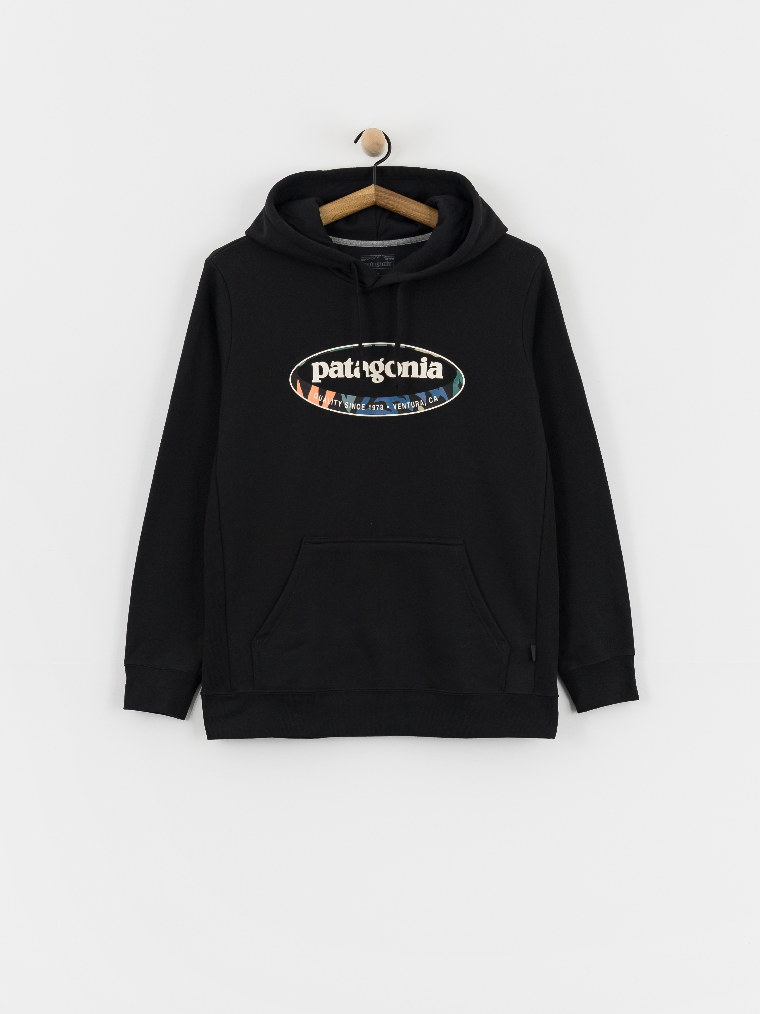 Hanorac cu glugă Patagonia 95 Oval Logo Uprisal HD (black/kaleido)