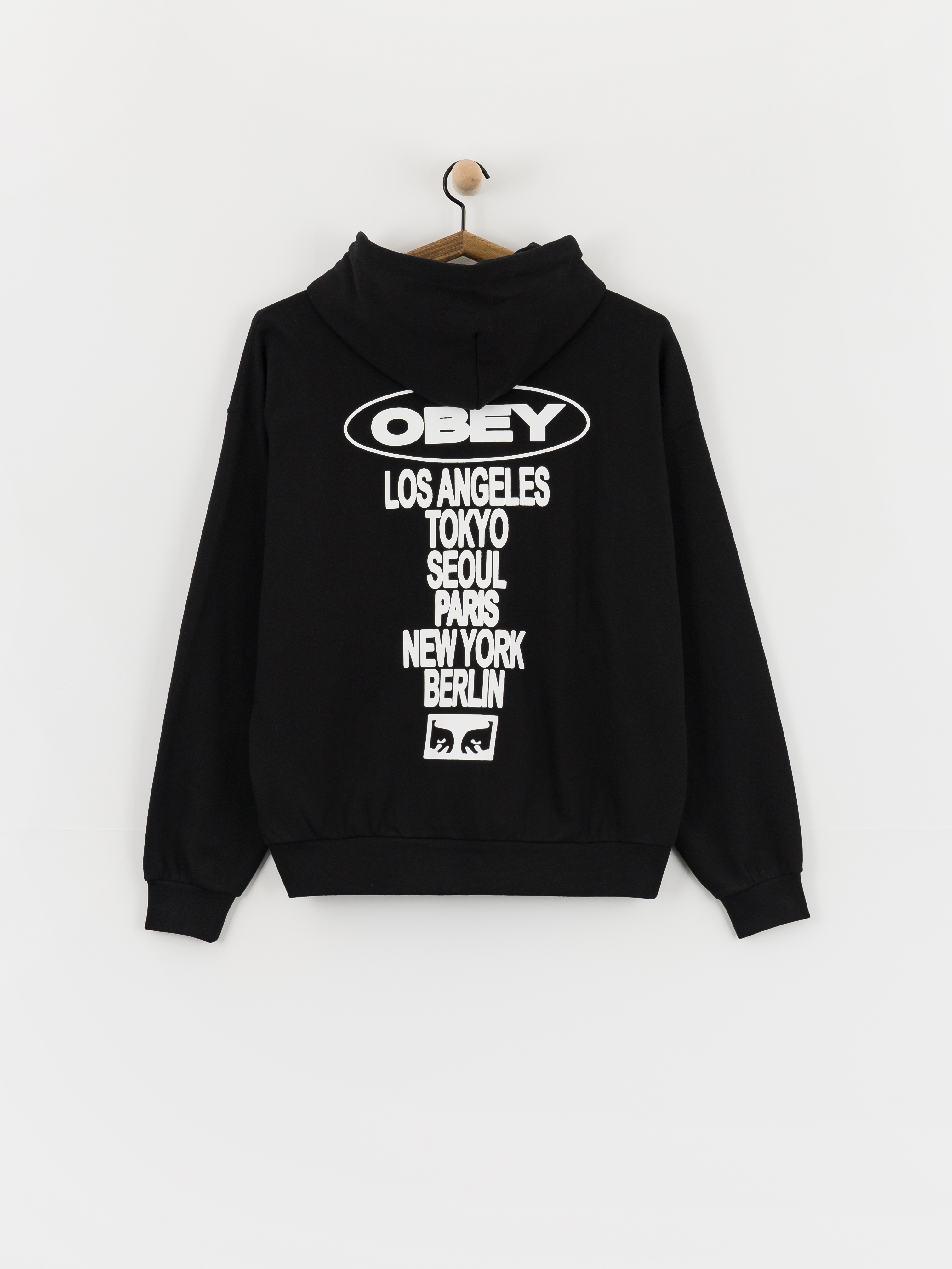 Hanorac cu glugă OBEY Oval Cities HD (black)