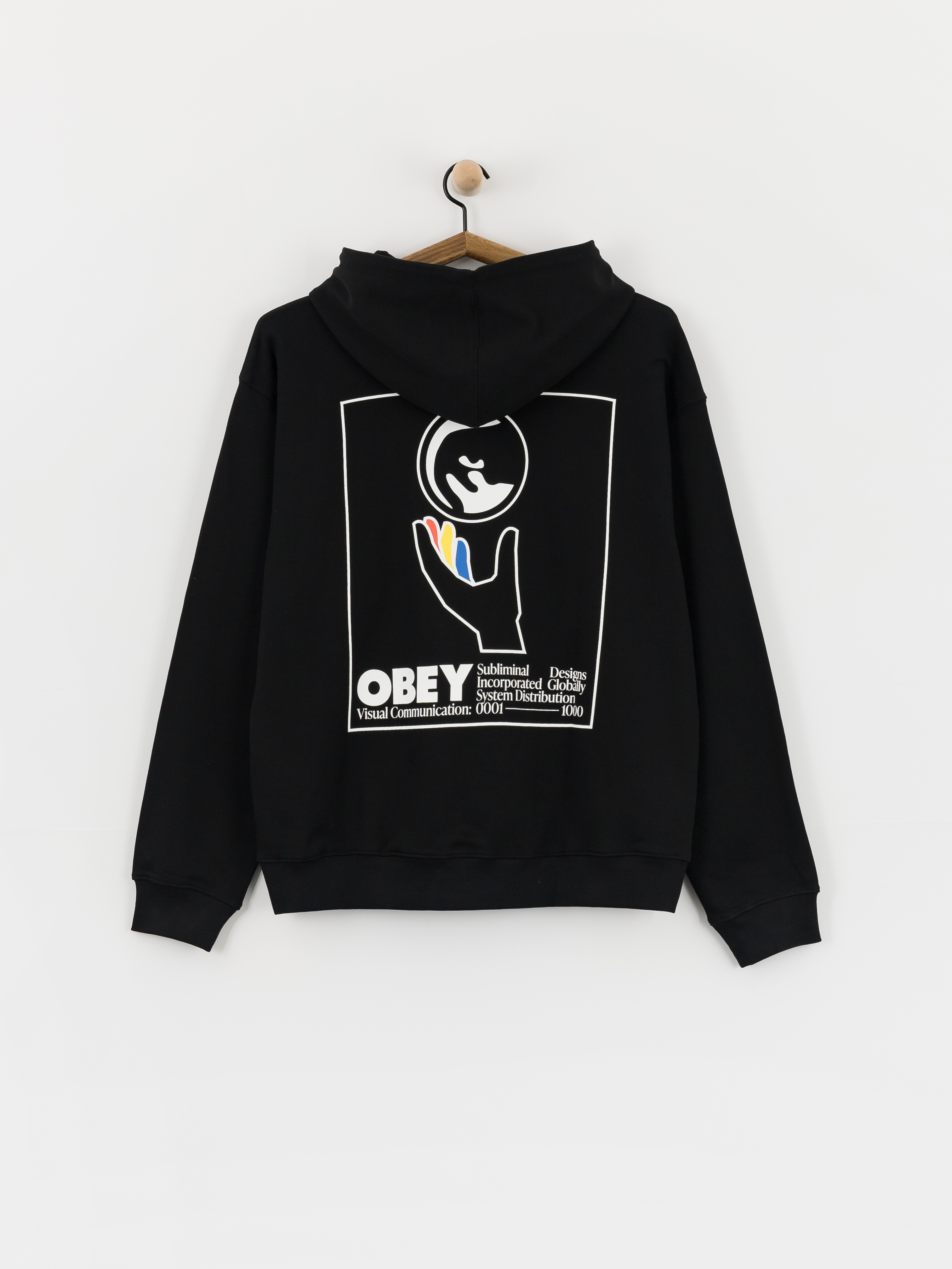 Hanorac cu glugă OBEY Global Systems HD (black)