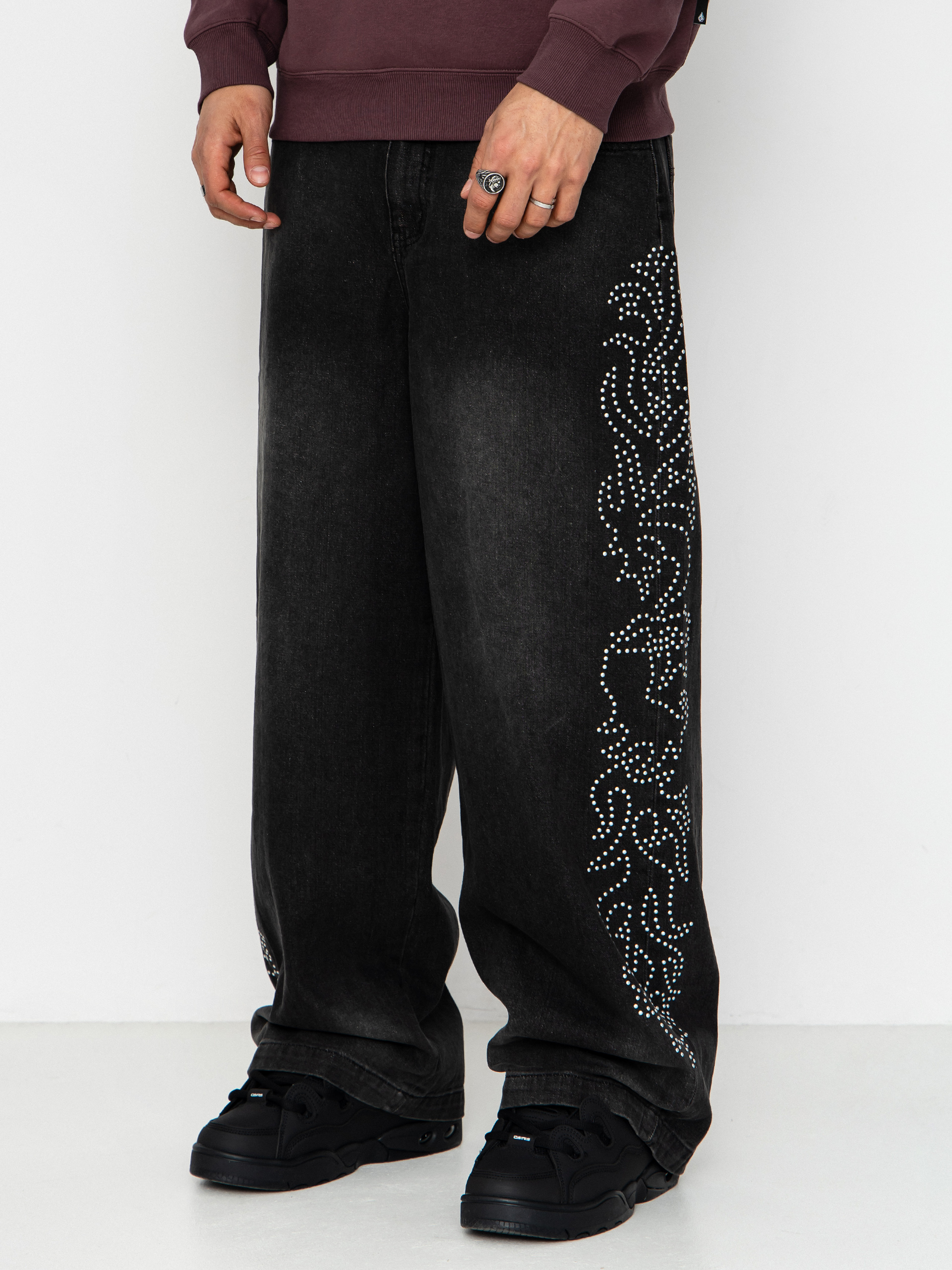Pantaloni RipNDip Pretty Flacko Extra Wide Leg (black vintage wash denim)