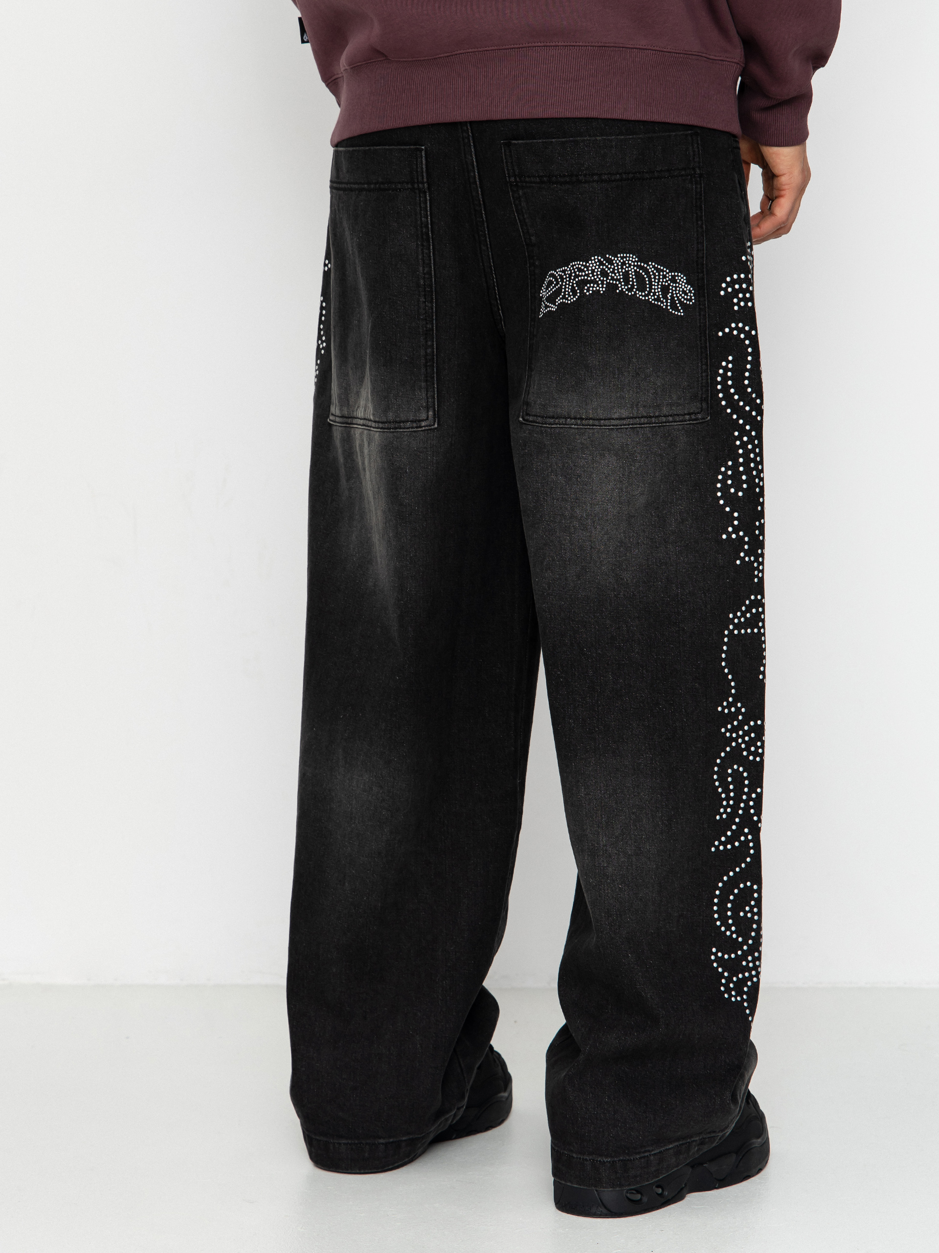 Pantaloni RipNDip Pretty Flacko Extra Wide Leg (black vintage wash denim)
