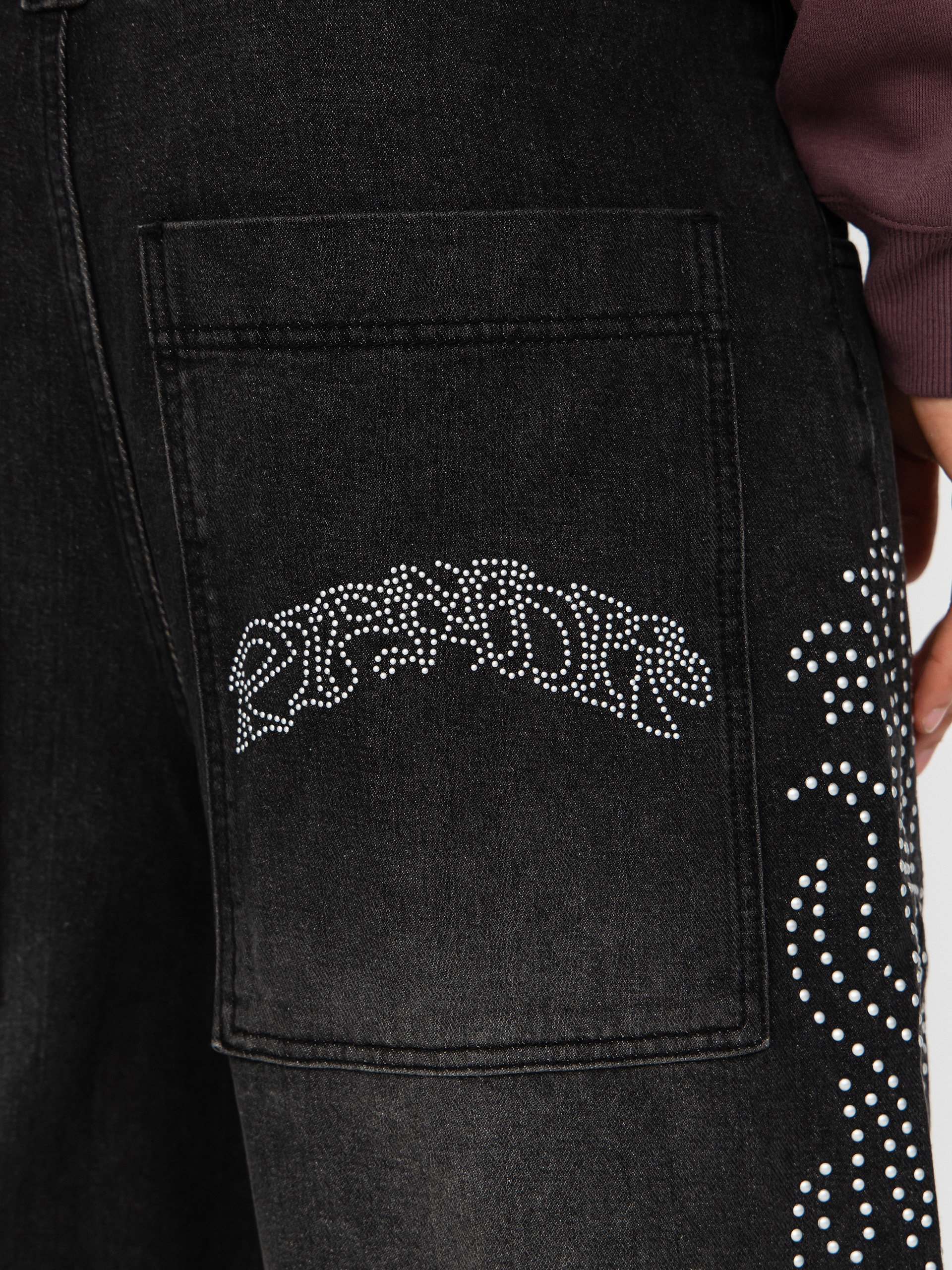 Pantaloni RipNDip Pretty Flacko Extra Wide Leg (black vintage wash denim)