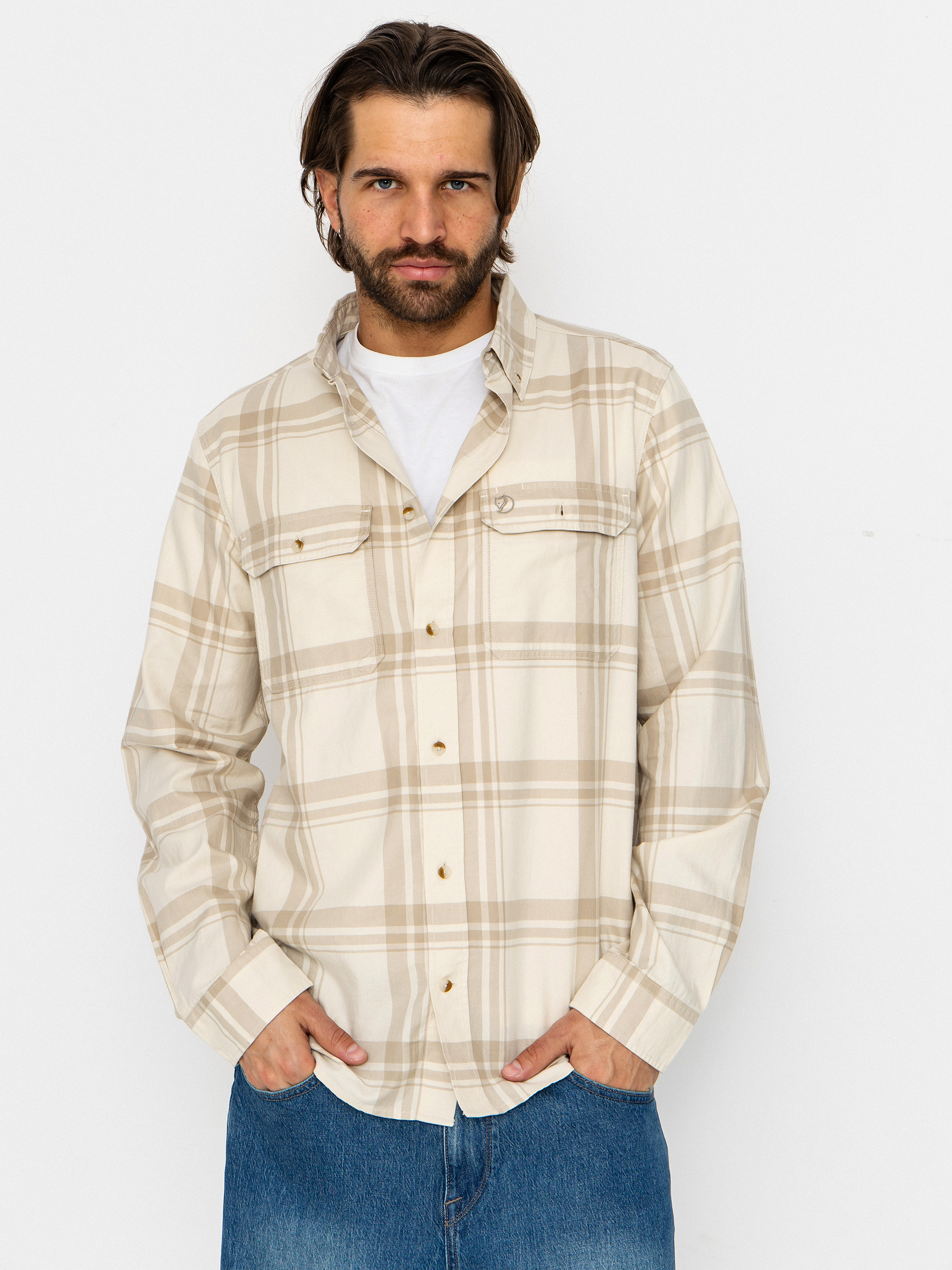 Cămașă Fjallraven Ovik Lite Flannel (chalk white/fossil)