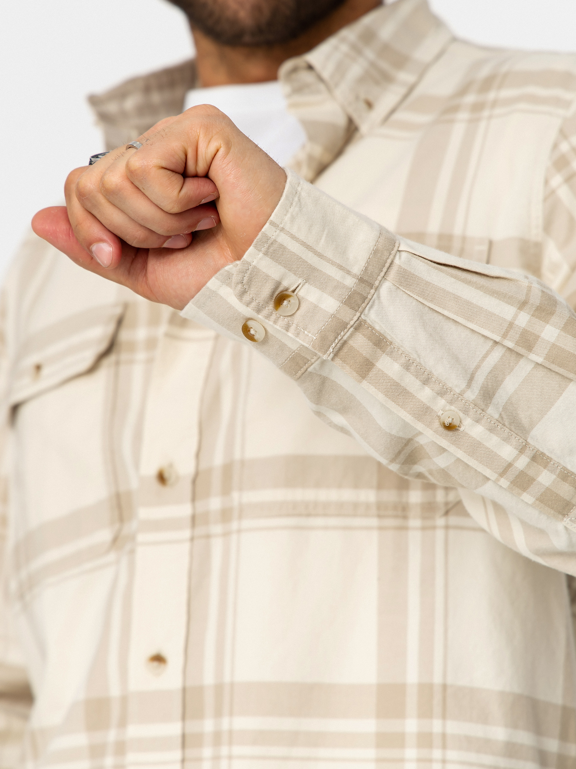 Cămașă Fjallraven Ovik Lite Flannel (chalk white/fossil)