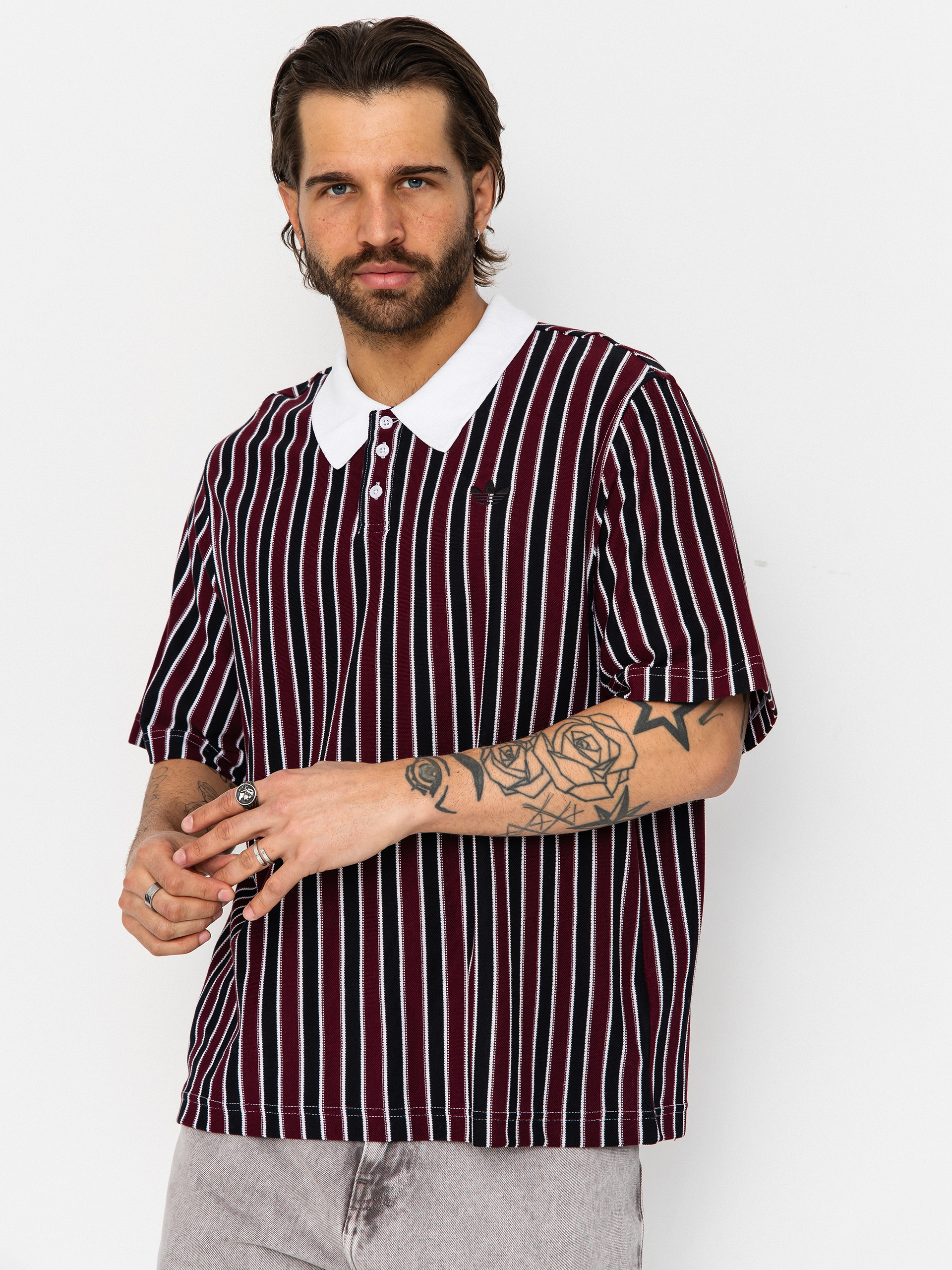 Tricou polo adidas Sk Og Jers (white/black/maroon)