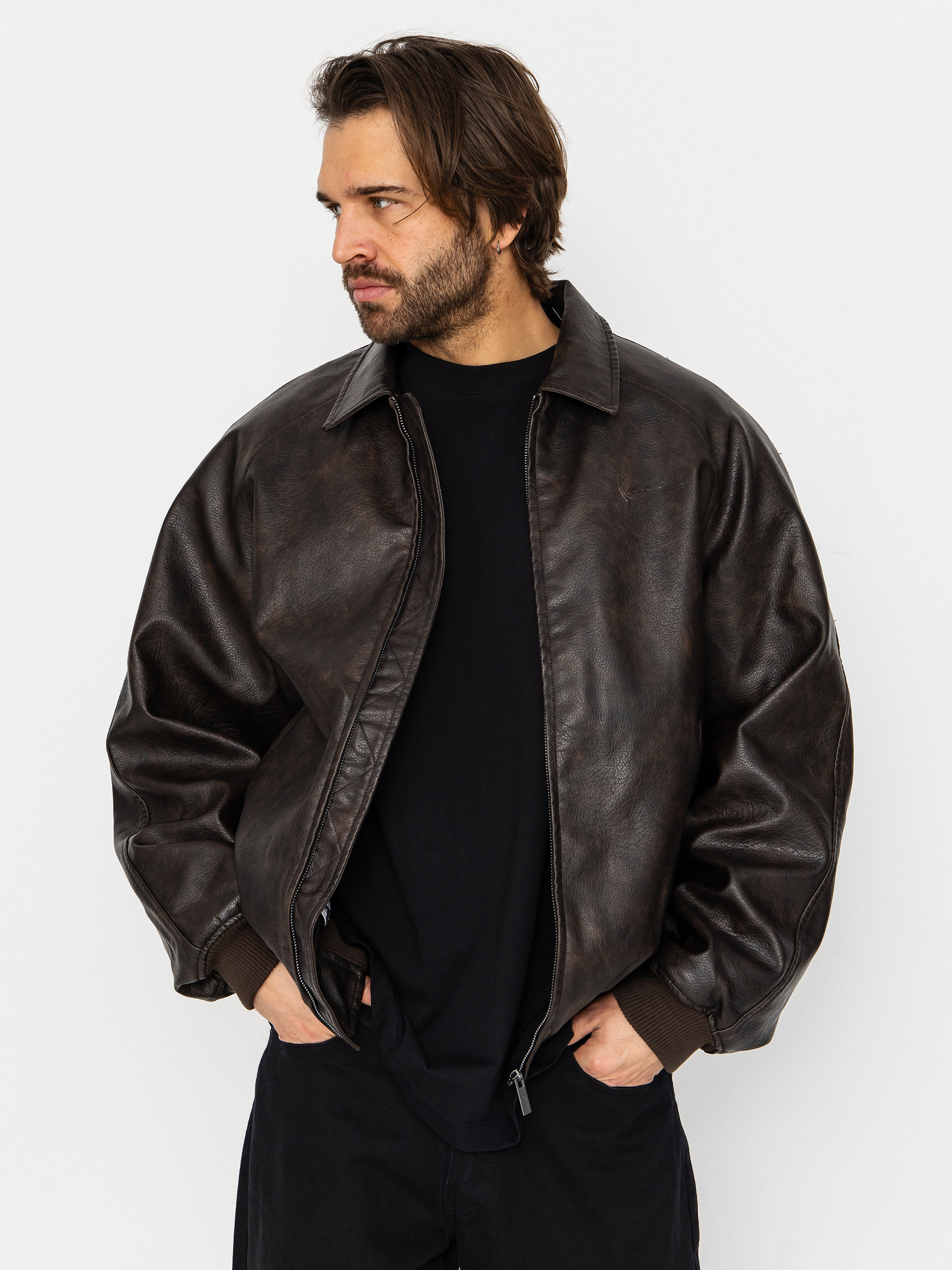 Geacă Karl Kani Signature Pu Leather Bomber (brown)