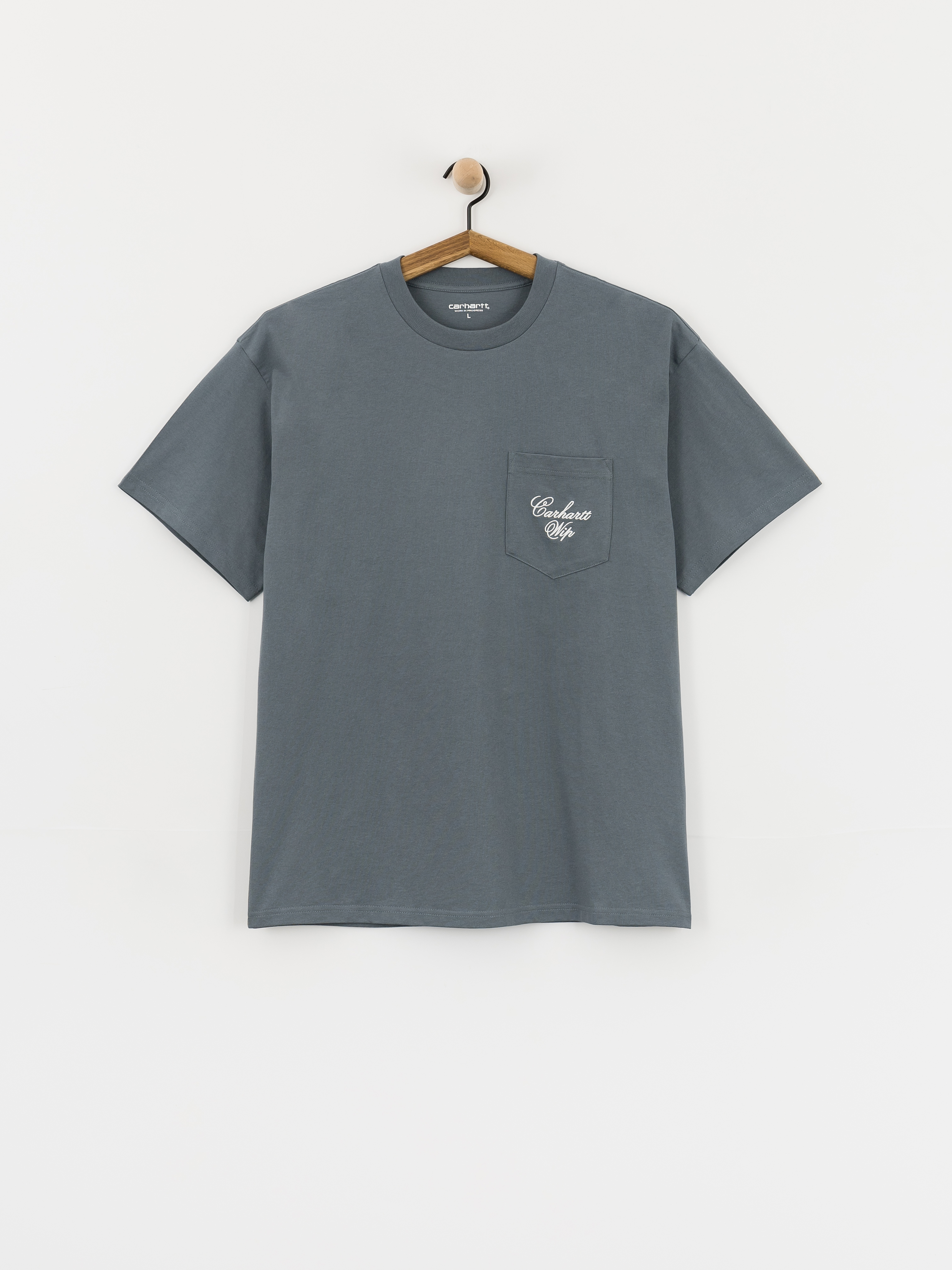 Tricou Carhartt WIP Longhand Pocket (cozy blue/white)